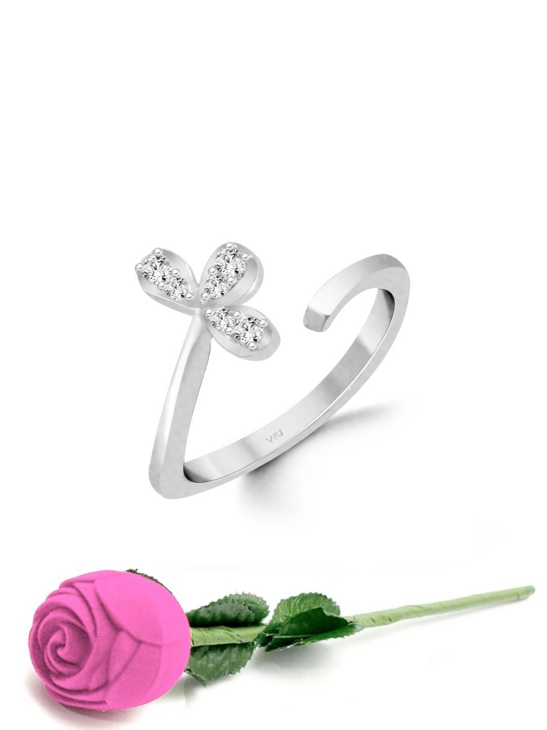 Vighnaharta Rhodium Plated Cubic Zirconia Studded Flower Shape Adjustable Finger Ring, Silver
Vighnaharta Rhodium Plated Cubic Zirconia Studded Flower Shape Adjustable Finger Ring, Silver