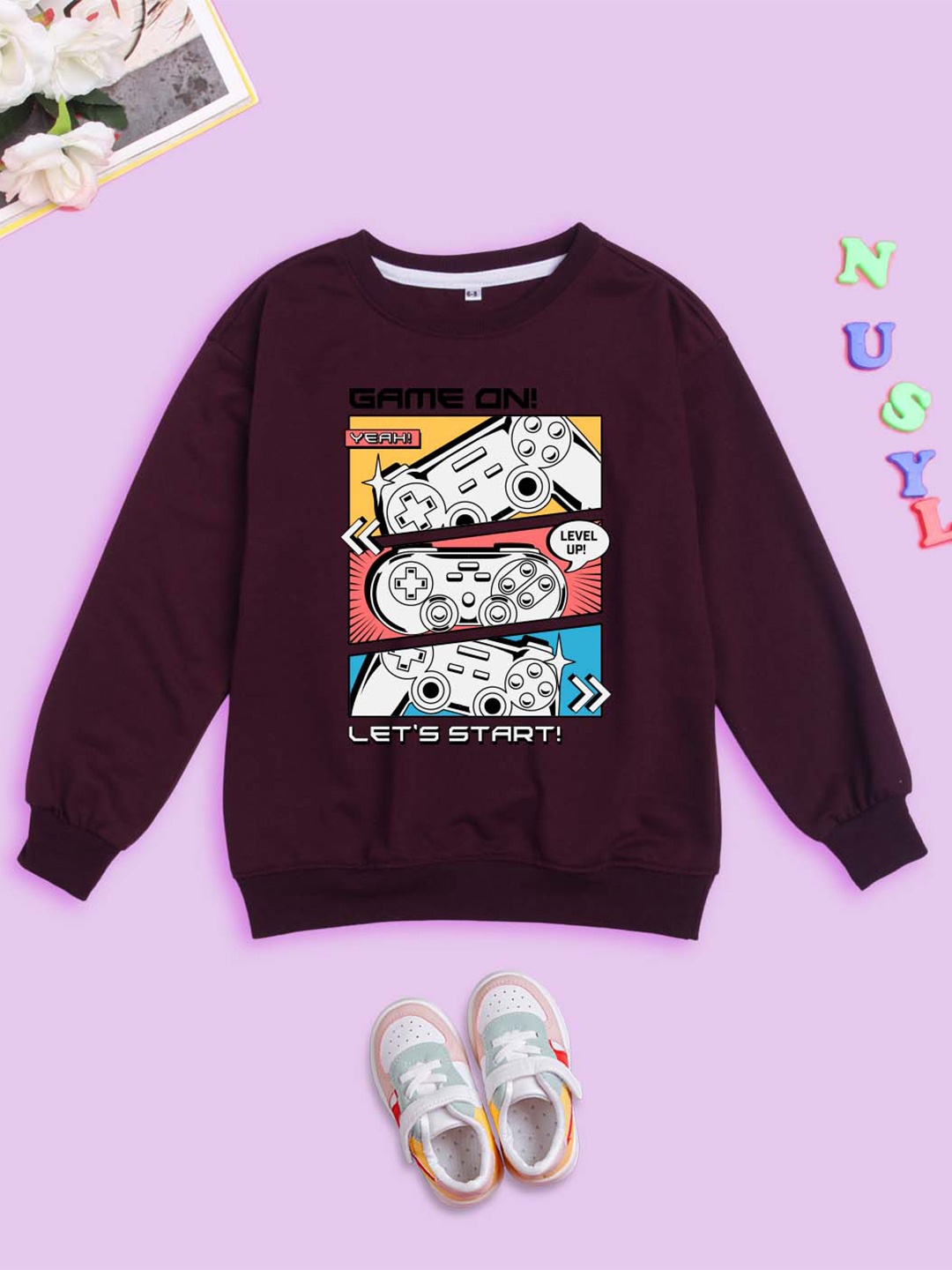BAESD Kids Graphic Printed Round Neck Long Sleeves Fleece Pullover Oversized Sweatshirt, Burgundy
BAESD Kids Graphic Printed Round Neck Long Sleeves Fleece Pullover Oversized Sweatshirt, Burgundy
