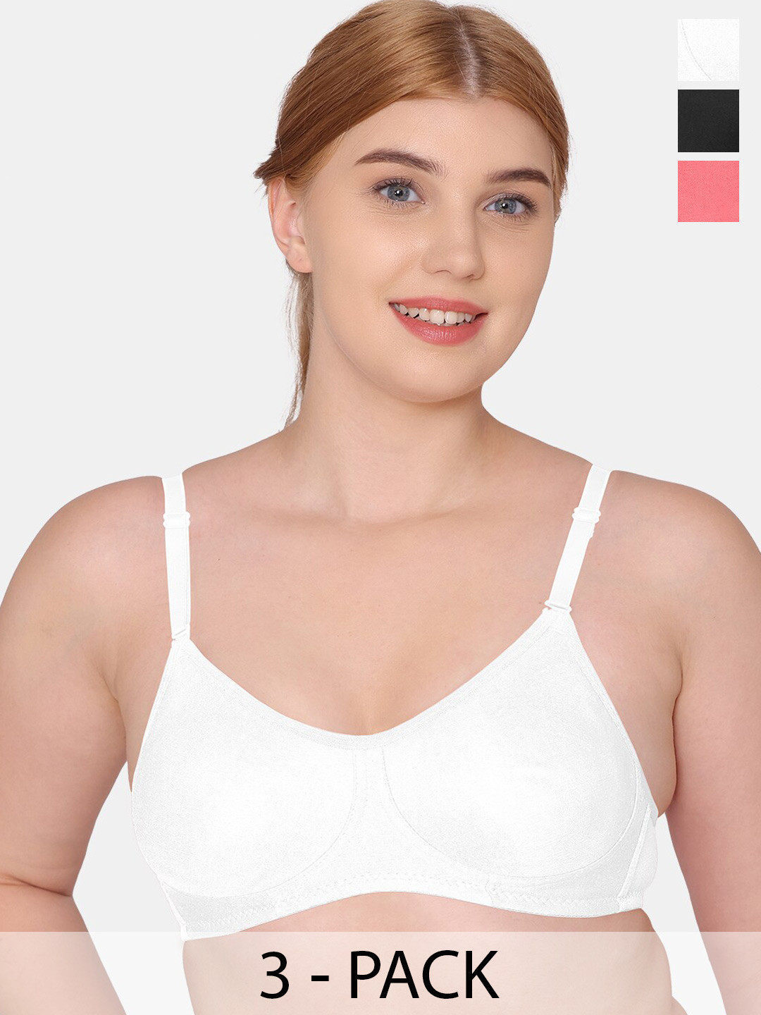 KOMLI Pack Of 3 Full Coverage Non Padded Cotton T-shirt Bras With All Day Comfort, White
KOMLI Pack Of 3 Full Coverage Non Padded Cotton T-shirt Bras With All Day Comfort, White