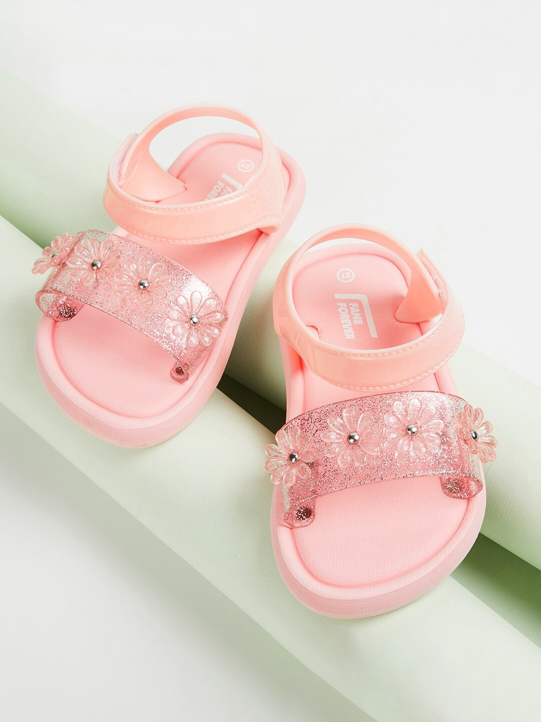 Fame Forever by Lifestyle Girls Embellished Velcro Flats, Pink 
Fame Forever by Lifestyle Girls Embellished Velcro Flats, Pink