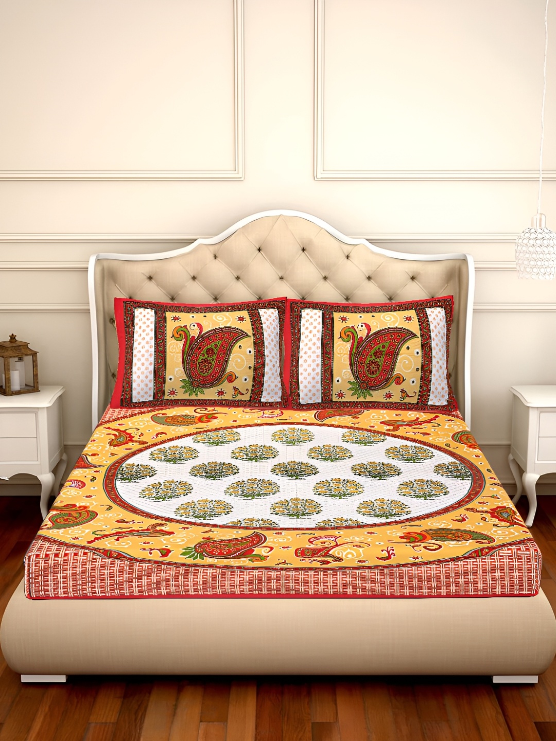 UBANIA COLLECTION Red & Beige Printed Cotton 144 TC Double Bedsheet With 2 Pillow Covers
UBANIA COLLECTION Red & Beige Printed Cotton 144 TC Double Bedsheet With 2 Pillow Covers