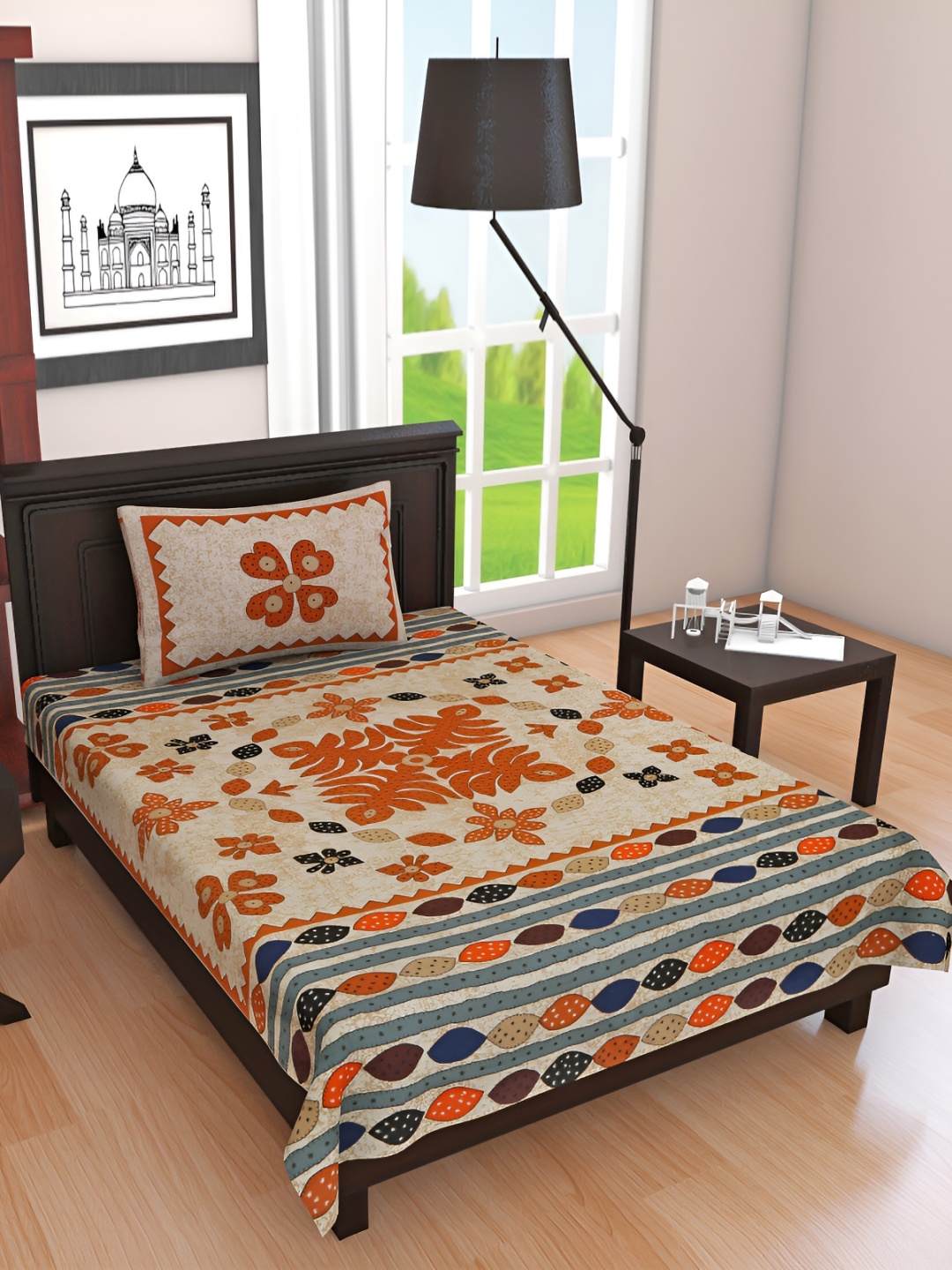 UBANIA COLLECTION Orange & Brown Printed Cotton 144 TC Single Bedsheet 1 Pillow Cover
UBANIA COLLECTION Orange & Brown Printed Cotton 144 TC Single Bedsheet 1 Pillow Cover