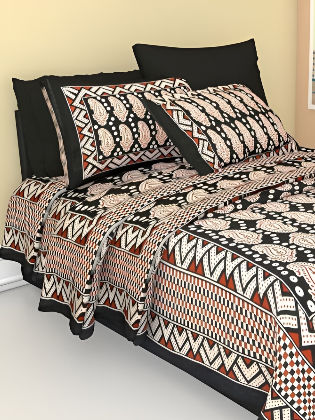 UBANIA COLLECTION Black & Brown Printed Cotton 144 TC Single Bedsheet 1 Pillow Cover
UBANIA COLLECTION Black & Brown Printed Cotton 144 TC Single Bedsheet 1 Pillow Cover