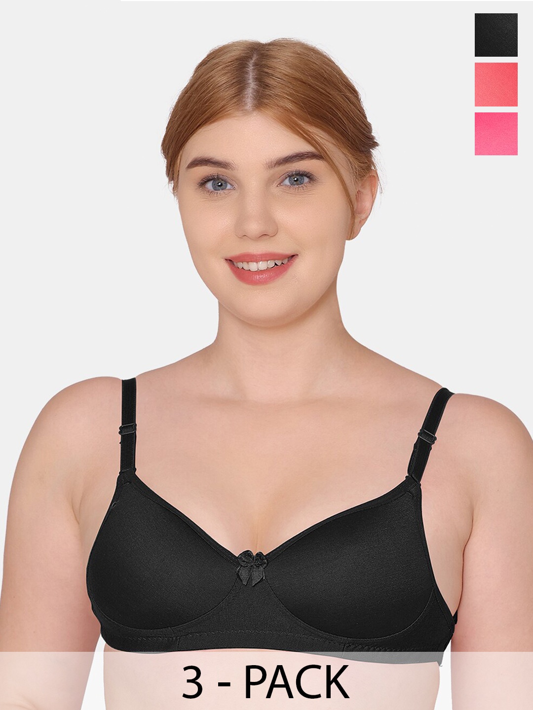 KOMLI Pack Of 3 Full Coverage Lightly Padded Cotton Everyday Bra With All Day Comfort, Coral
KOMLI Pack Of 3 Full Coverage Lightly Padded Cotton Everyday Bra With All Day Comfort, Coral