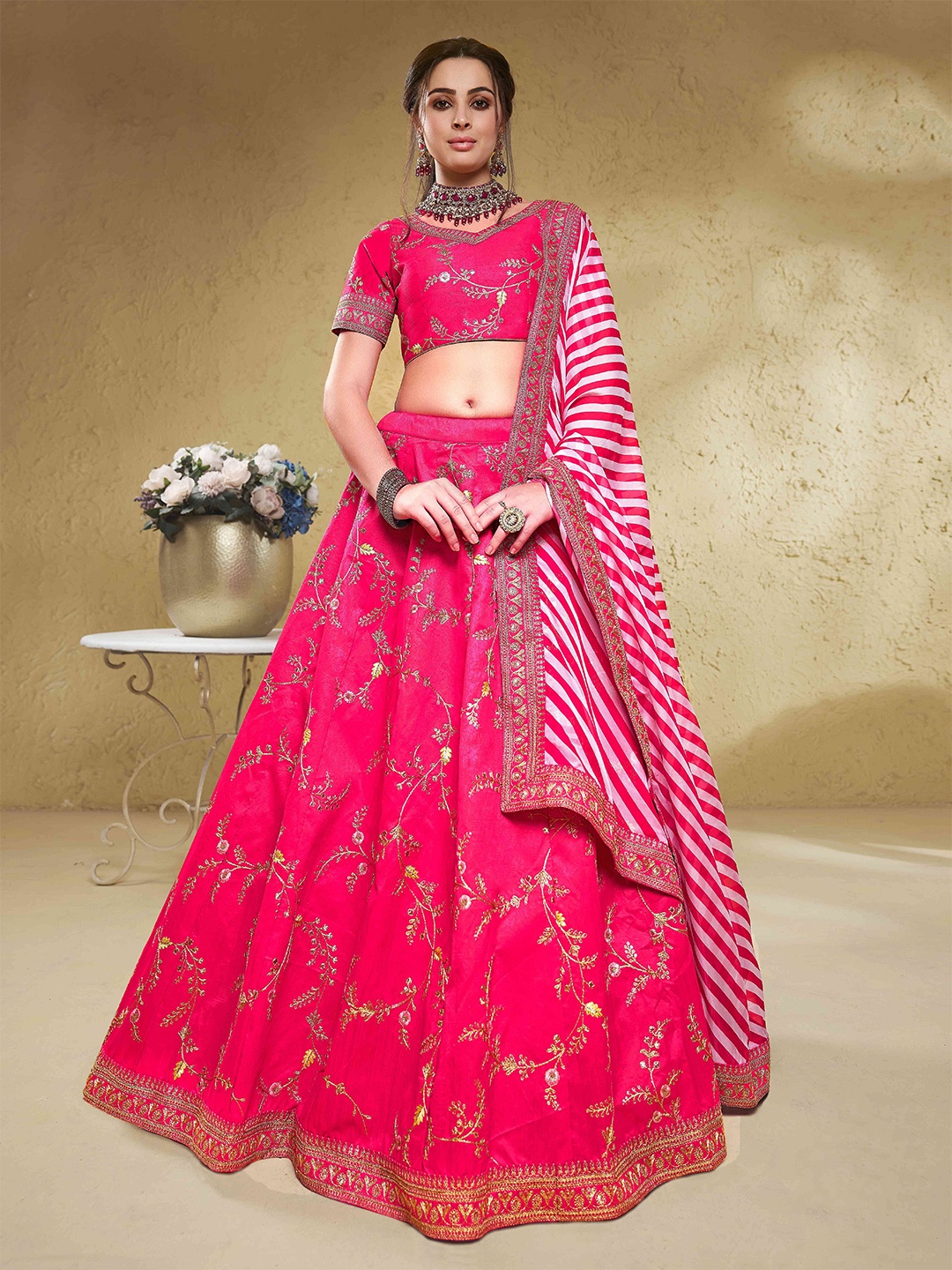 FABPIXEL Embroidered Sequinned Semi-Stitched Lehenga & Unstitched Blouse With Dupatta, Pink
FABPIXEL Embroidered Sequinned Semi-Stitched Lehenga & Unstitched Blouse With Dupatta, Pink