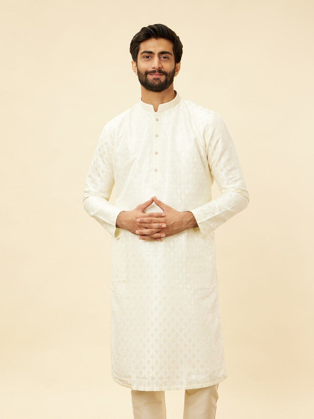 Manyavar Embroidered Straight Kurta With Pyjama, Cream
Manyavar Embroidered Straight Kurta With Pyjama, Cream