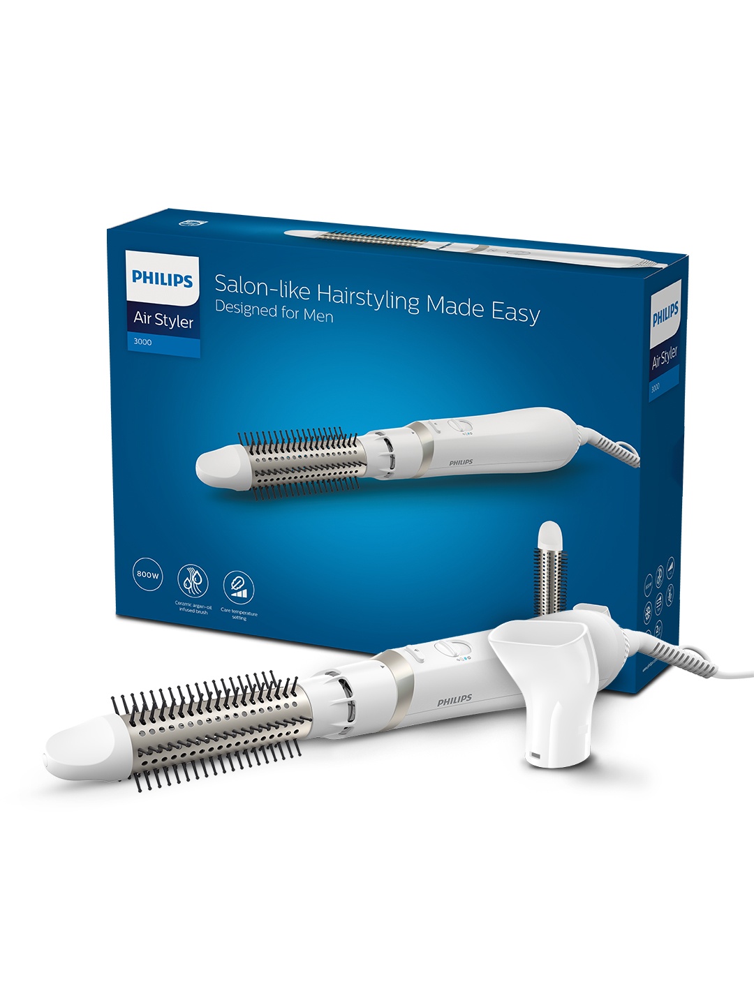 Philips Men AirStyler BHA301/10 Salon Argan Oil Infused Brush with Concentrator - White
Philips Men AirStyler BHA301/10 Salon Argan Oil Infused Brush with Concentrator - White
