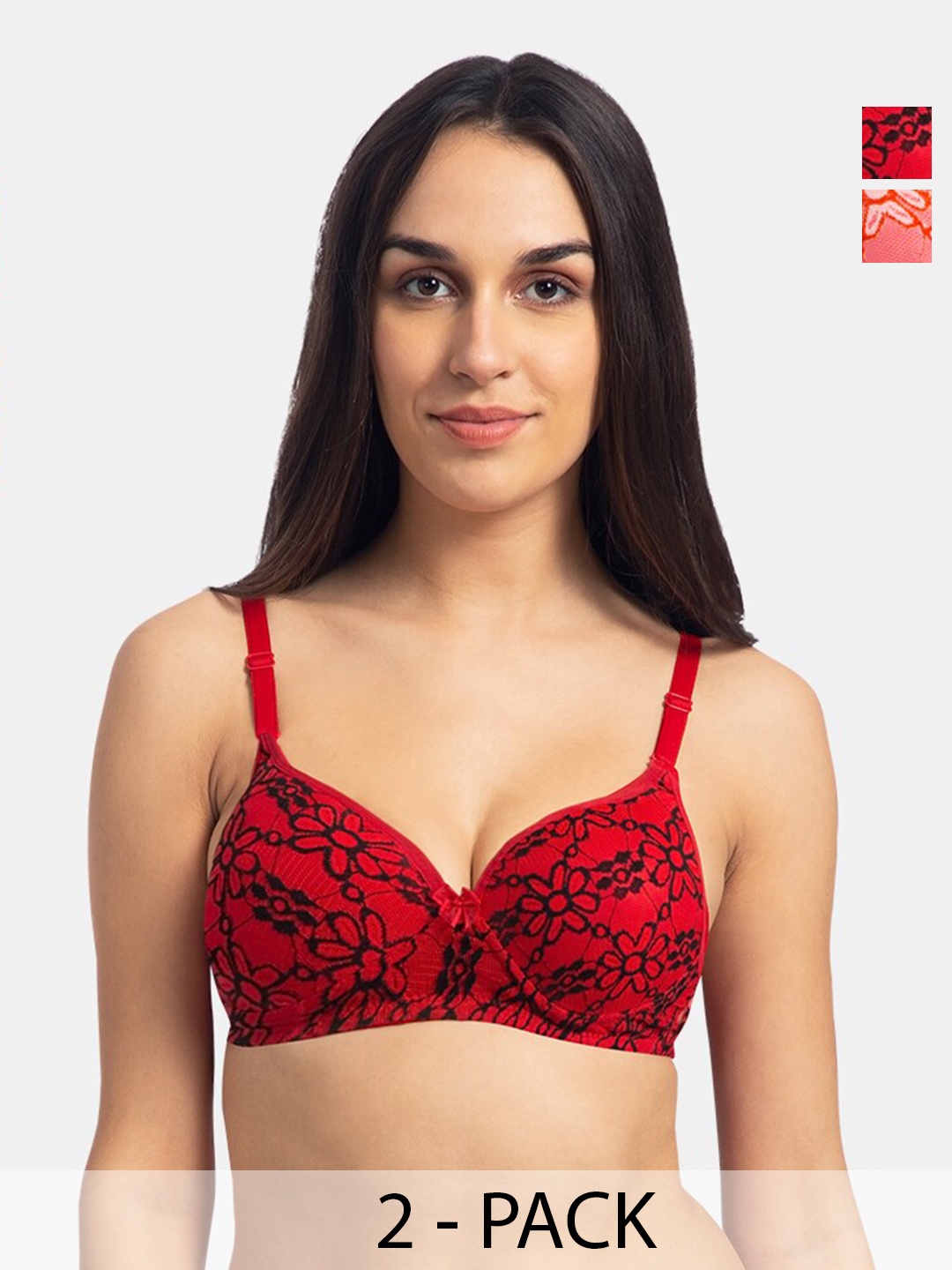 KOMLI Pack Of 2 Full Coverage Lightly Padded Cotton T-shirt Bras With All Day Comfort, Red
KOMLI Pack Of 2 Full Coverage Lightly Padded Cotton T-shirt Bras With All Day Comfort, Red