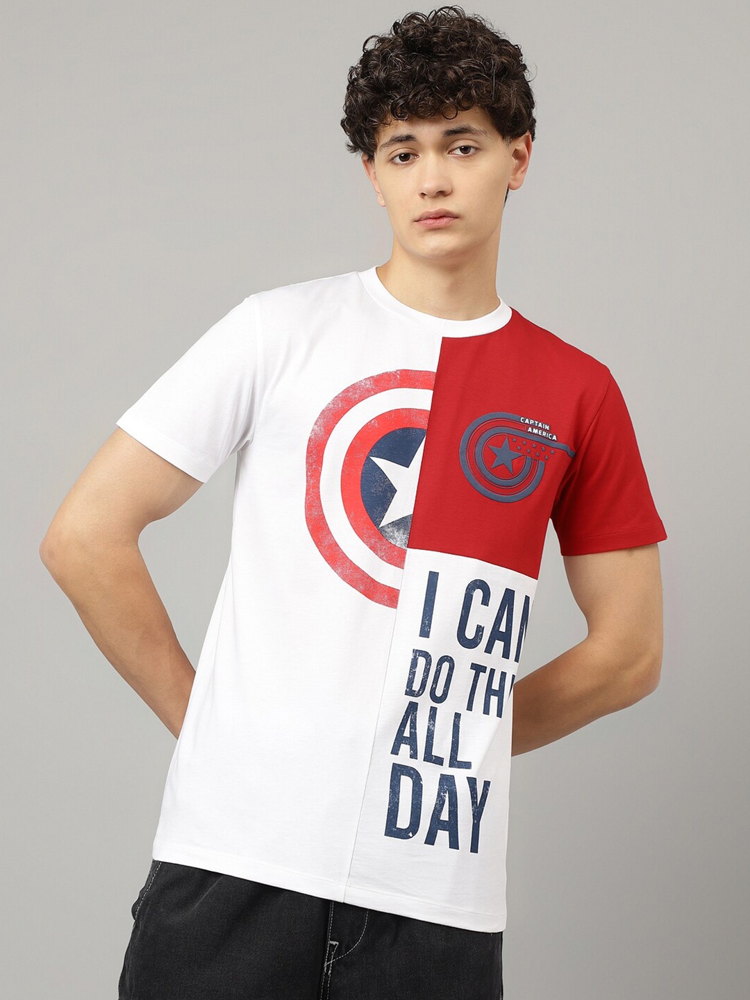 Free Authority Captain America Printed Short Sleeves Pure Cotton T-shirt, White
Free Authority Captain America Printed Short Sleeves Pure Cotton T-shirt, White