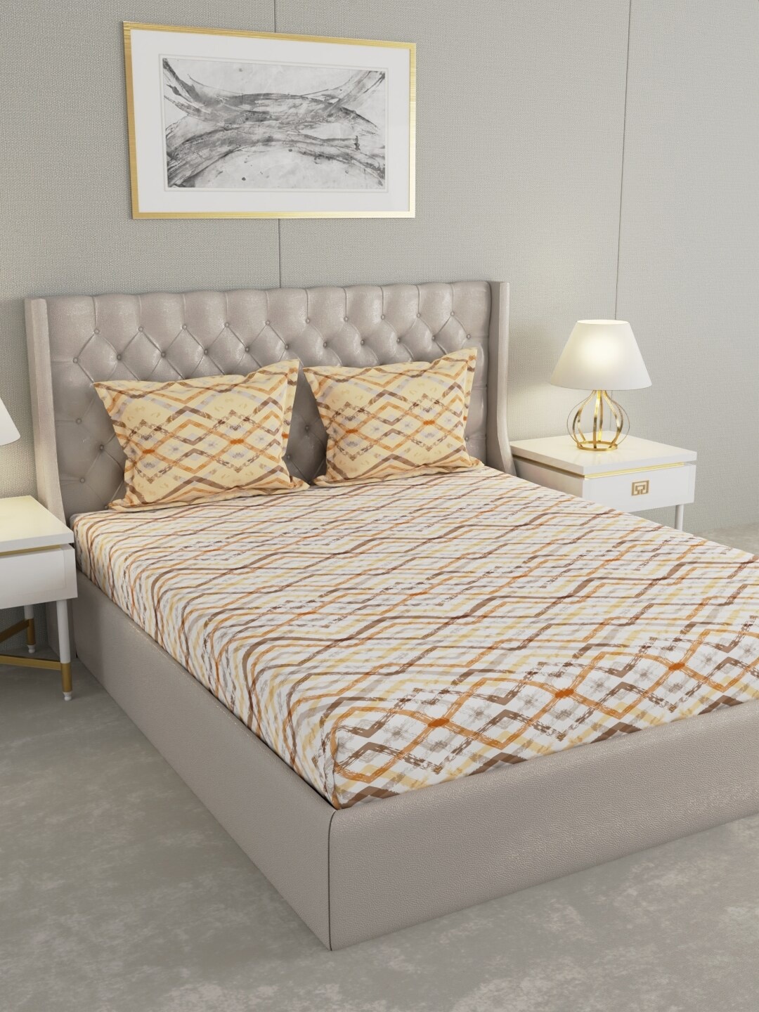 Raymond Home Cream & Brown 144 TC Cotton Queen Bedsheet with 2 Pillow Covers
Raymond Home Cream & Brown 144 TC Cotton Queen Bedsheet with 2 Pillow Covers