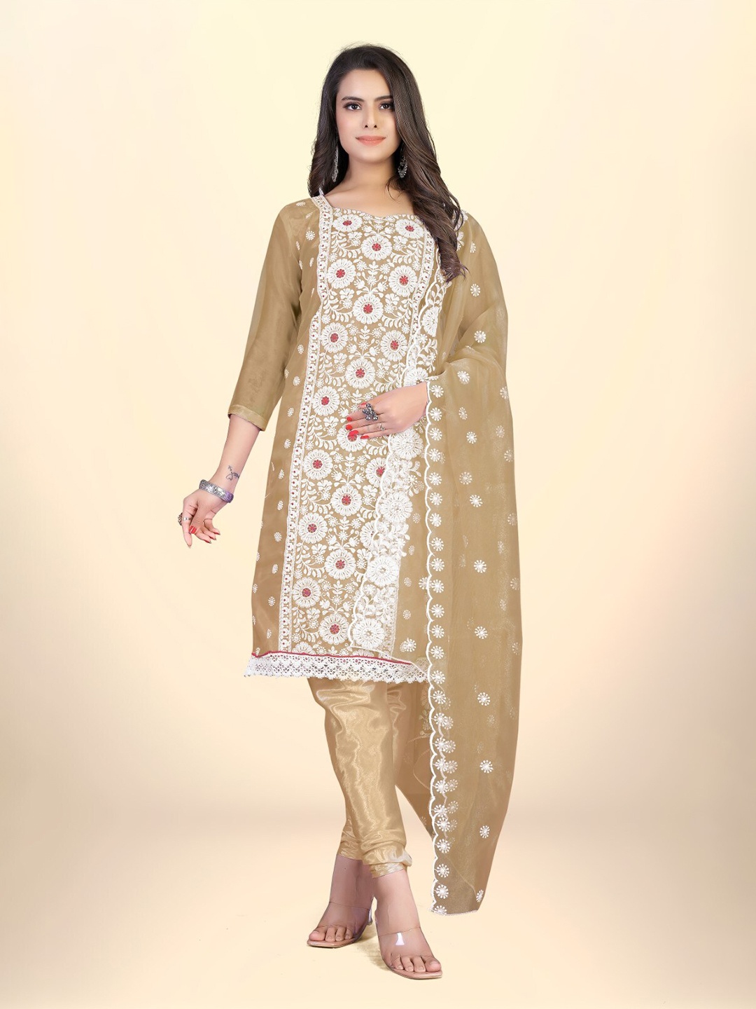 ZEEPKART Ethnic Motifs Embroidered Thread Work Organza Unstitched Dress Material, Brown
ZEEPKART Ethnic Motifs Embroidered Thread Work Organza Unstitched Dress Material, Brown