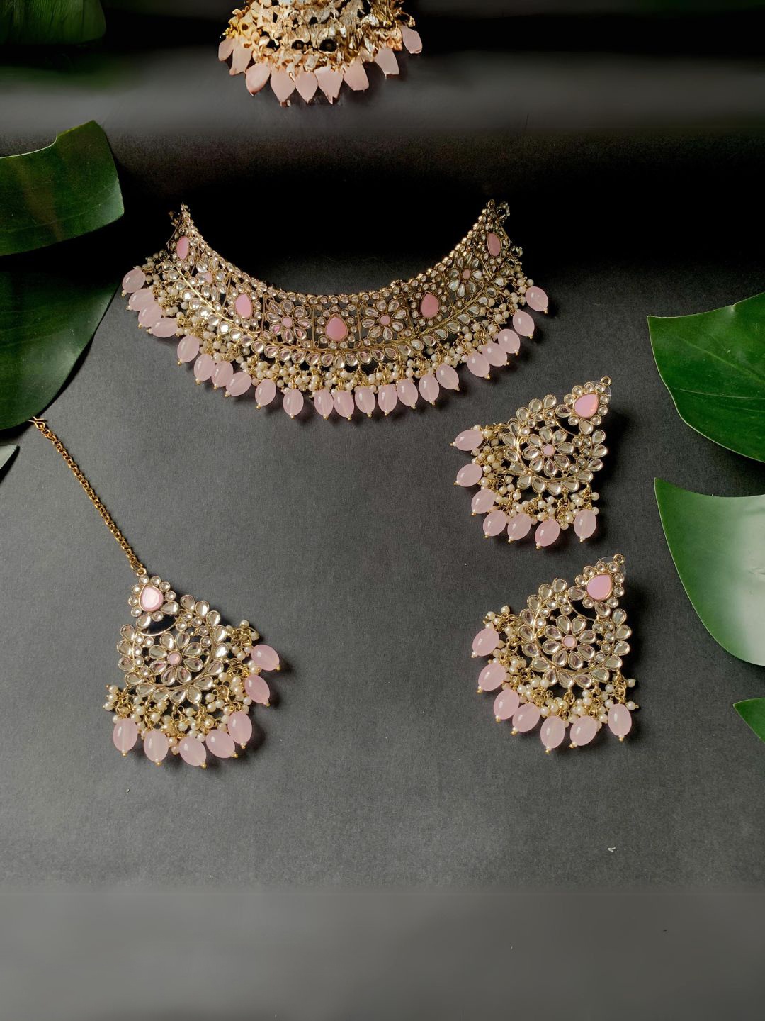 I Jewels Gold-Plated Kundan Stone Studded Jewellery Set