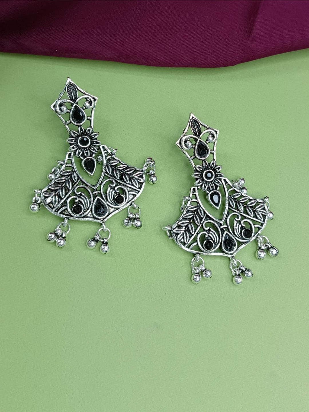 Efulgenz Rhodium-Plated Crystals Studded & Beads Beaded Contemporary Drop Earrings, Silver
Efulgenz Rhodium-Plated Crystals Studded & Beads Beaded Contemporary Drop Earrings, Silver