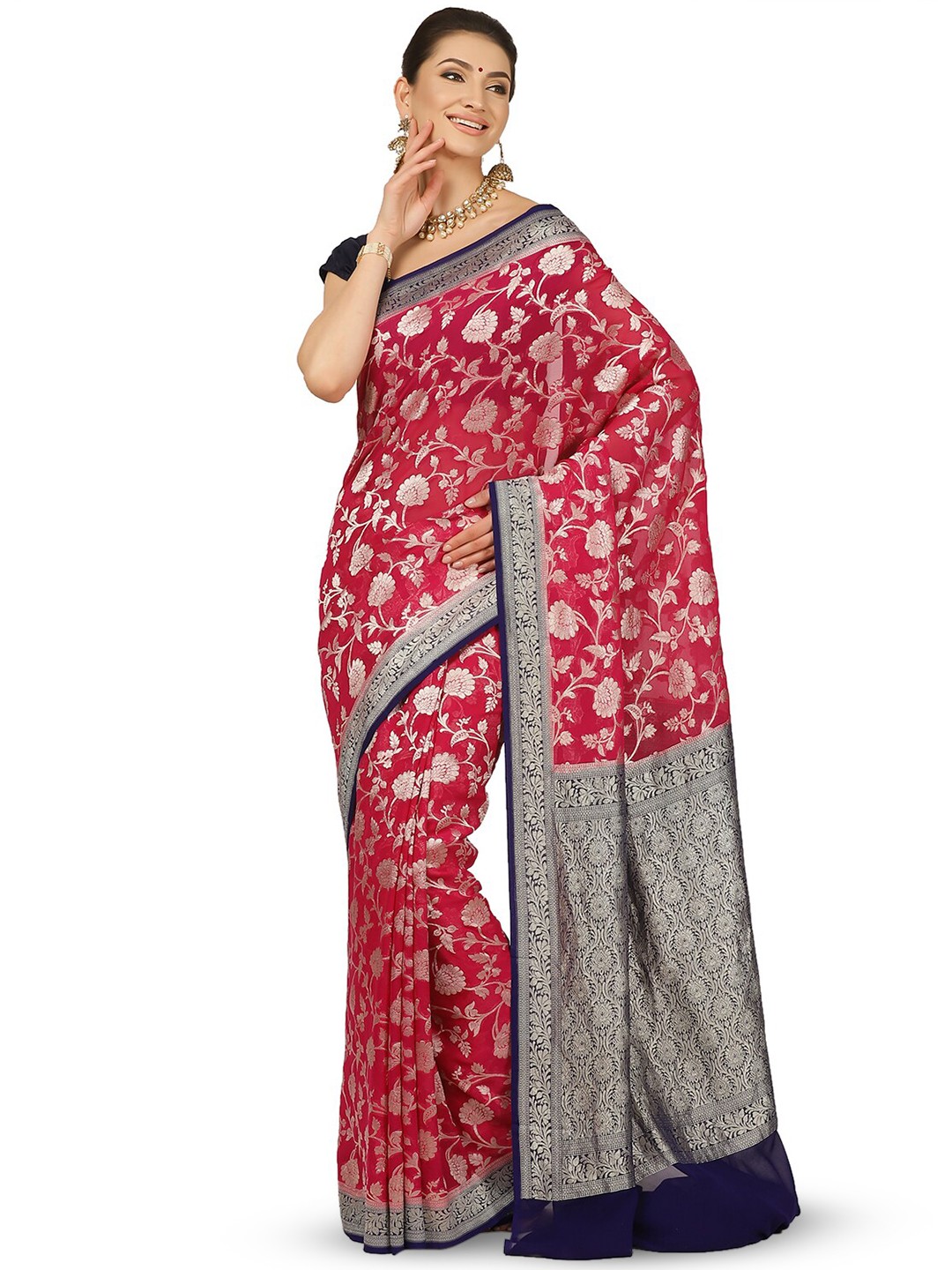 PTIEPL Banarasi Silk Works Ethnic Motifs Zari Pure Georgette Banarasi Saree, Red
PTIEPL Banarasi Silk Works Ethnic Motifs Zari Pure Georgette Banarasi Saree, Red