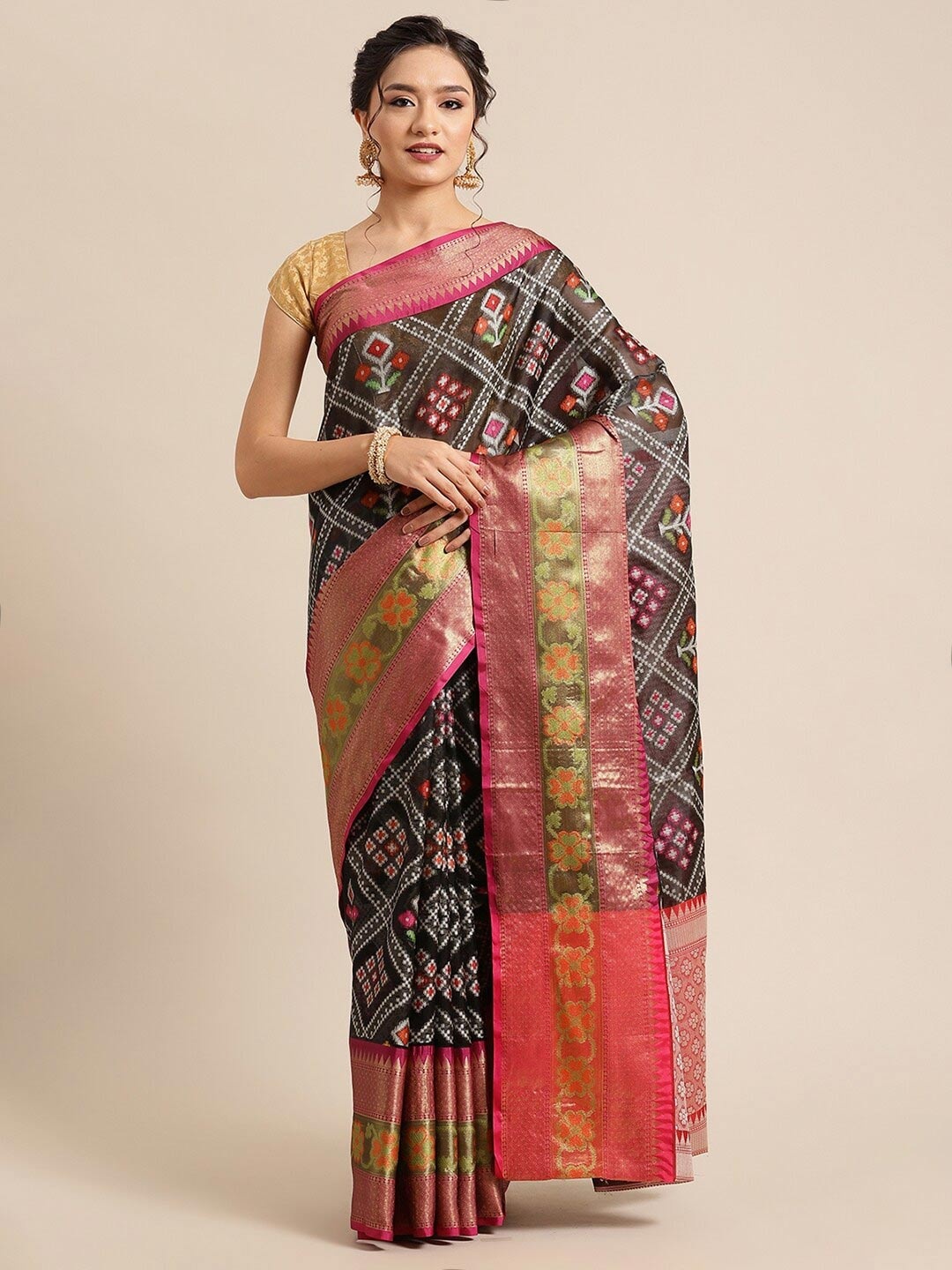 PTIEPL Banarasi Silk Works Ethnic Motifs Woven Design Zari Art Silk Ikat Saree, Black
PTIEPL Banarasi Silk Works Ethnic Motifs Woven Design Zari Art Silk Ikat Saree, Black