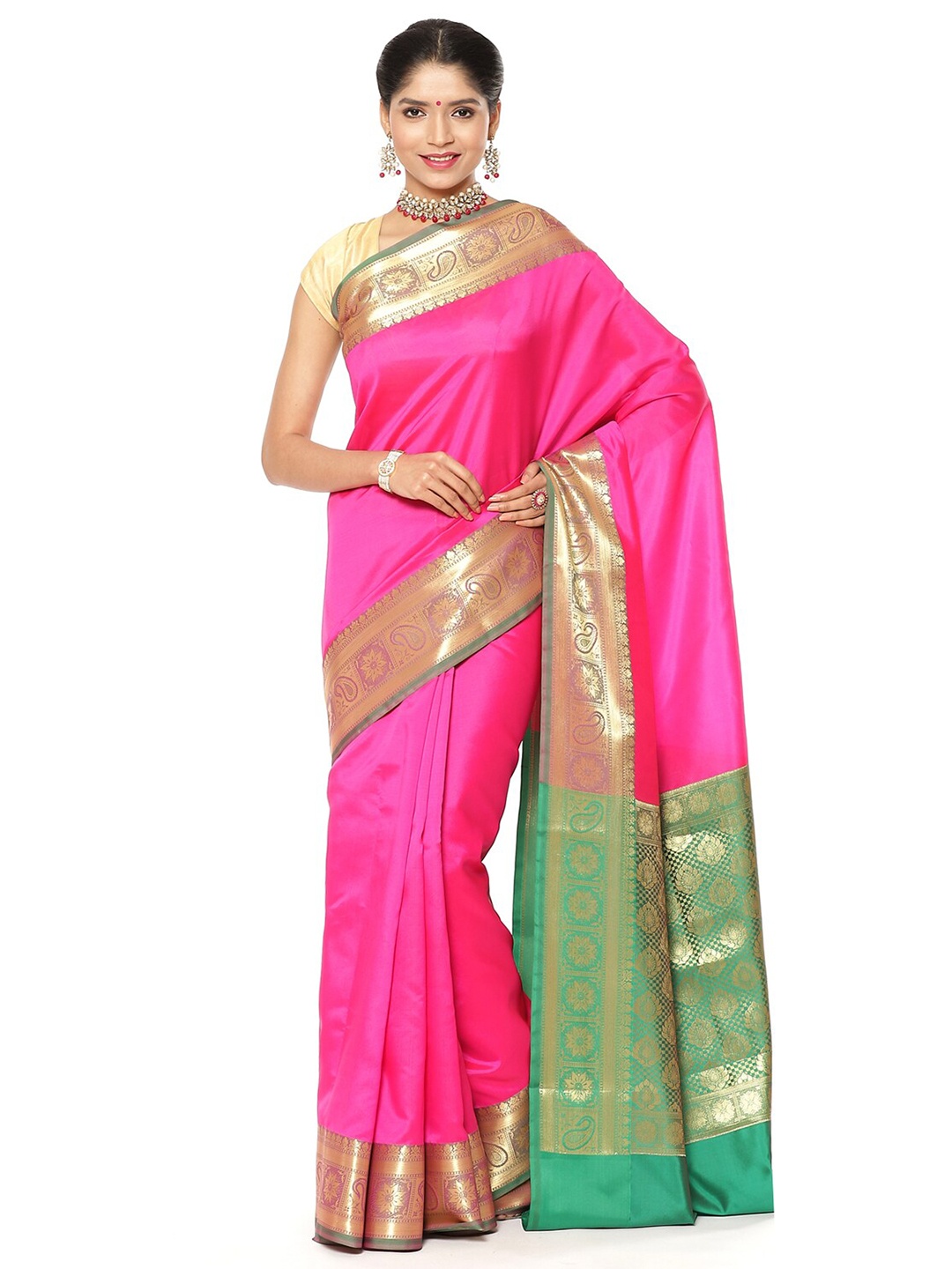 PTIEPL Banarasi Silk Works Ethnic Motifs Woven Design Zari Banarasi Silk Saree, Pink
PTIEPL Banarasi Silk Works Ethnic Motifs Woven Design Zari Banarasi Silk Saree, Pink