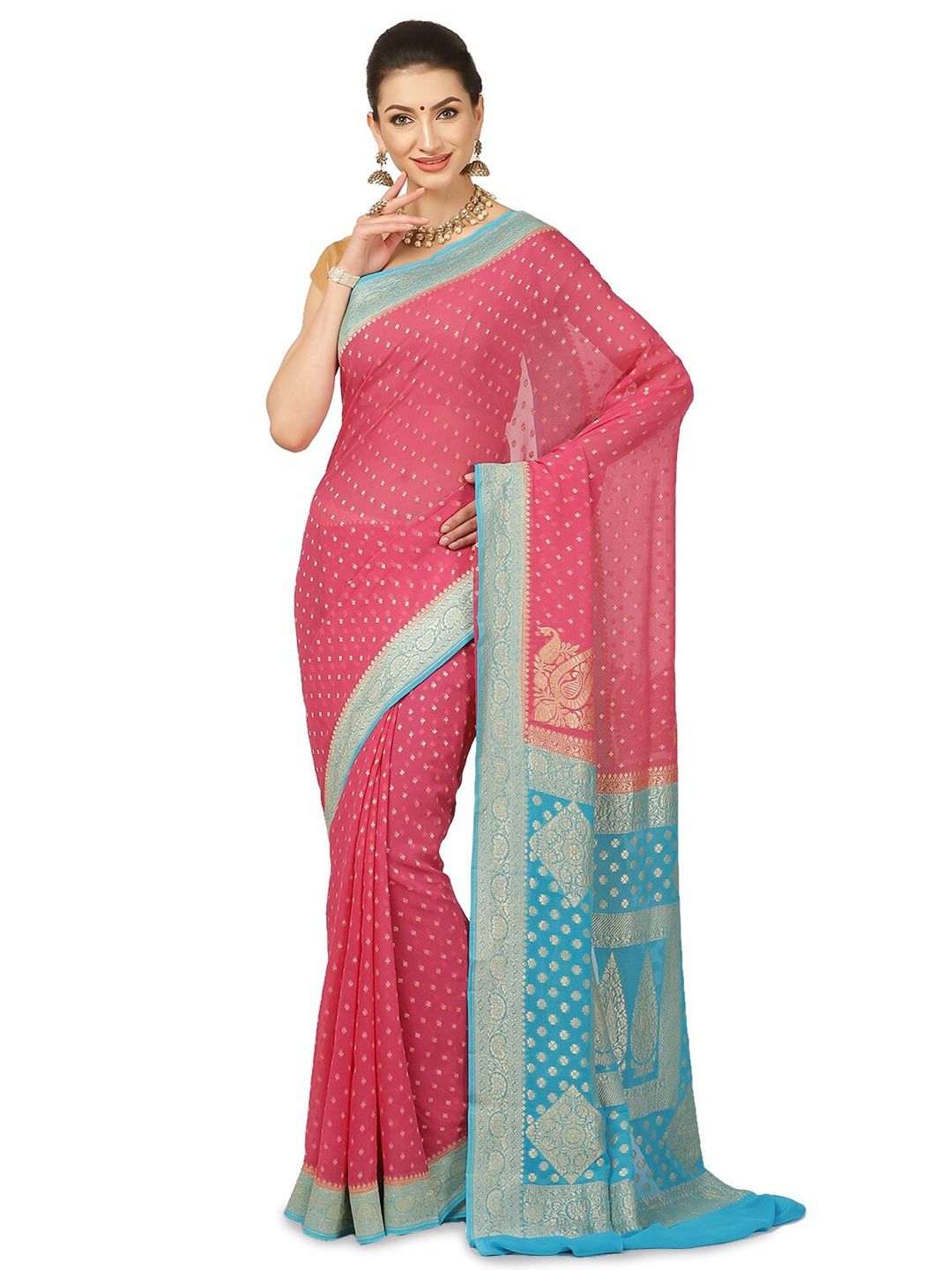 PTIEPL Banarasi Silk Works Woven Design Zari Pure Georgette Banarasi Saree, Pink
PTIEPL Banarasi Silk Works Woven Design Zari Pure Georgette Banarasi Saree, Pink