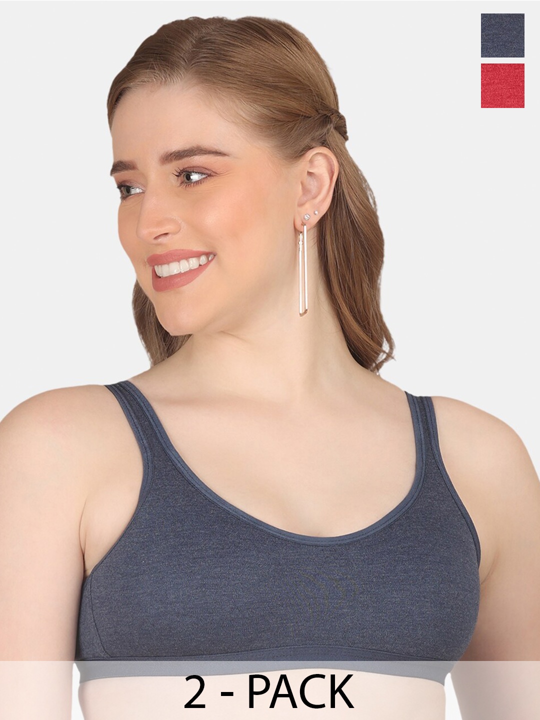 POOJA RAGENEE Pack Of 2 Cotton Workout Bra Full Coverage Non Padded All Day Comfort, Navy blue
POOJA RAGENEE Pack Of 2 Cotton Workout Bra Full Coverage Non Padded All Day Comfort, Navy blue