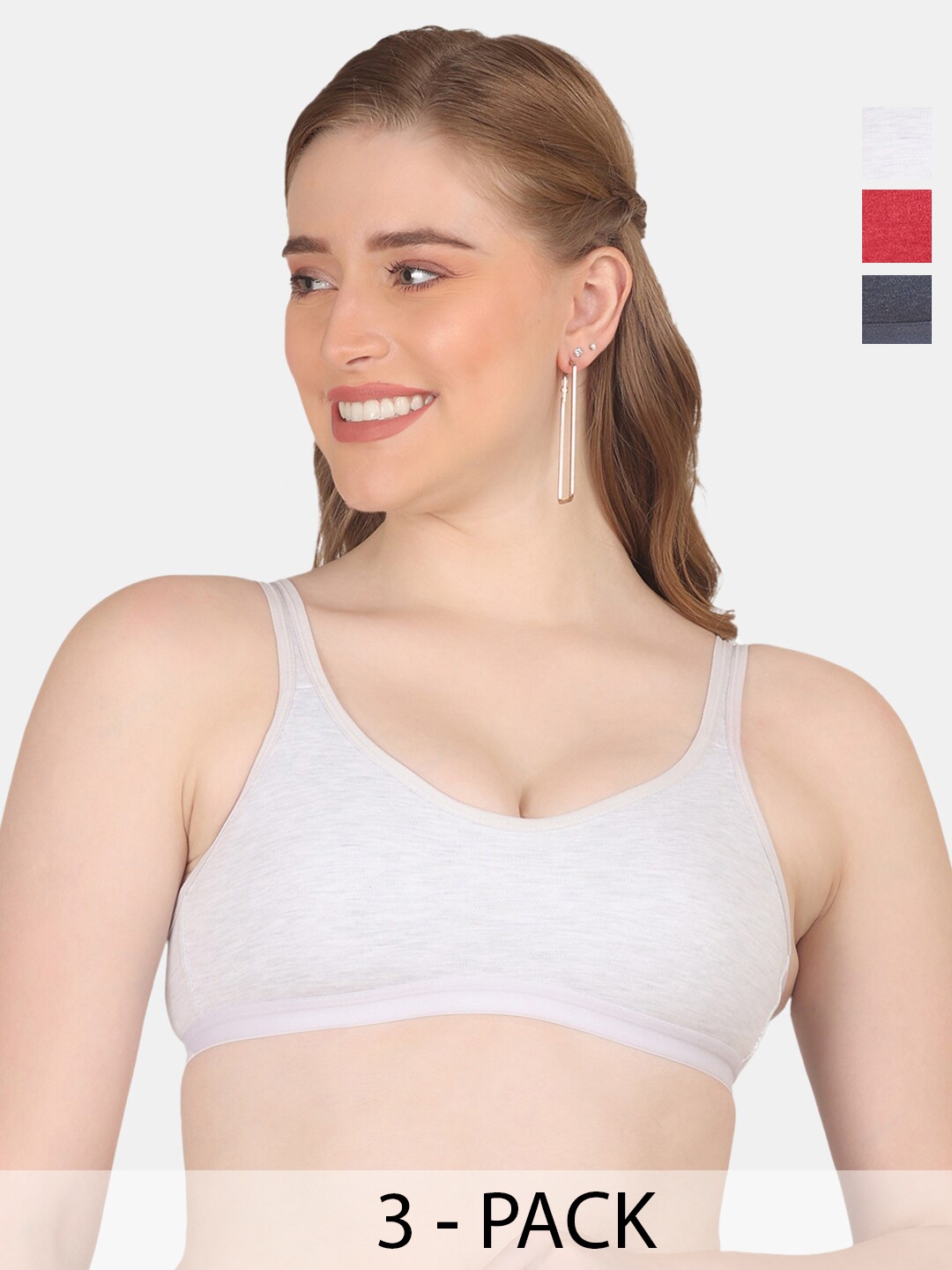 POOJA RAGENEE Pack Of 3 Cotton Workout Bra Full Coverage Non Padded All Day Comfort, Blue
POOJA RAGENEE Pack Of 3 Cotton Workout Bra Full Coverage Non Padded All Day Comfort, Blue