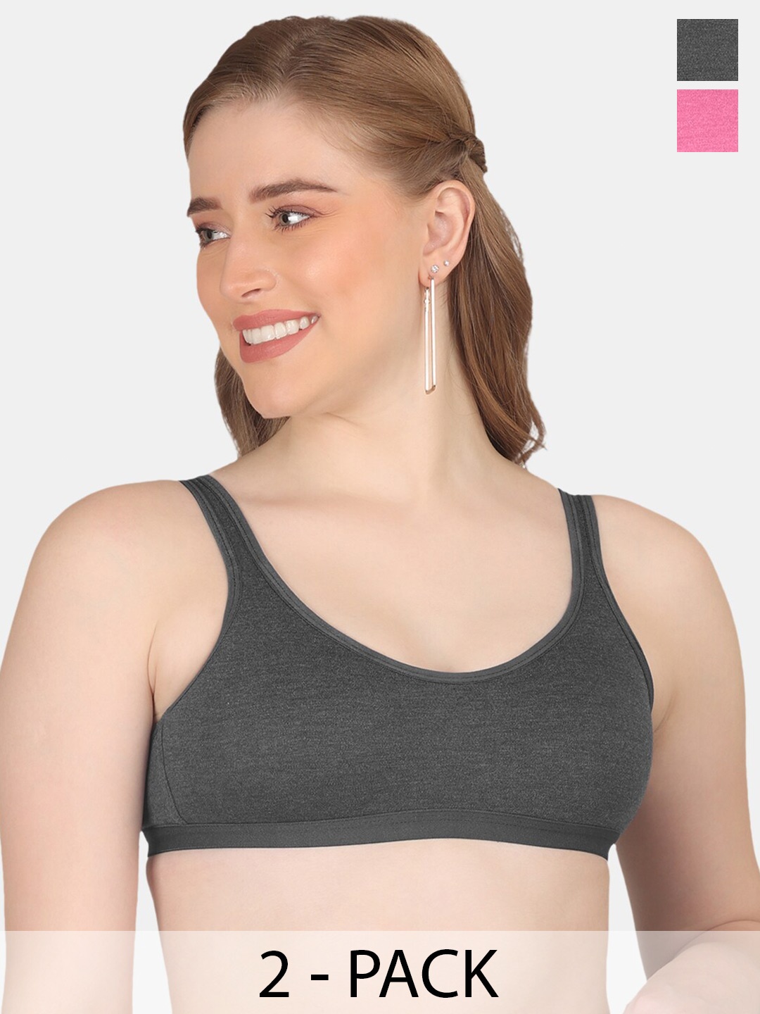 POOJA RAGENEE Pack Of 2 Full Coverage Non Padded Cotton Workout Bra With All Day Comfort, Grey
POOJA RAGENEE Pack Of 2 Full Coverage Non Padded Cotton Workout Bra With All Day Comfort, Grey