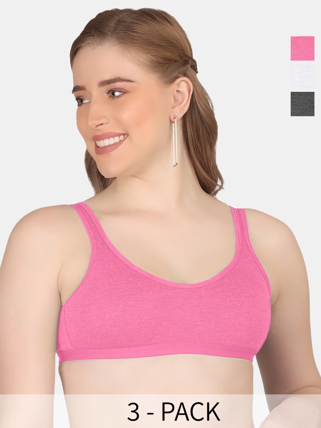 POOJA RAGENEE Pack Of 3 Full Coverage Non Padded Cotton Workout Bra With All Day Comfort, Grey
POOJA RAGENEE Pack Of 3 Full Coverage Non Padded Cotton Workout Bra With All Day Comfort, Grey
