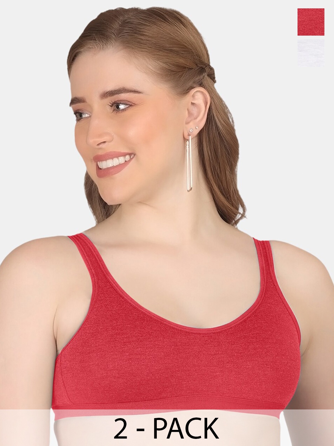 POOJA RAGENEE Pack Of 2 Cotton Workout Bra Full Coverage Non Padded All Day Comfort, White
POOJA RAGENEE Pack Of 2 Cotton Workout Bra Full Coverage Non Padded All Day Comfort, White