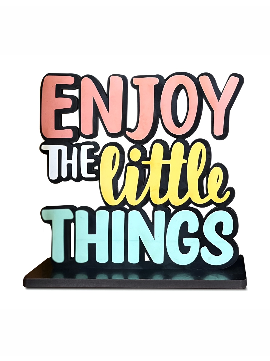 Kastner Black & Peach Enjoy The Little Things Wooden Figurine Showpiece
