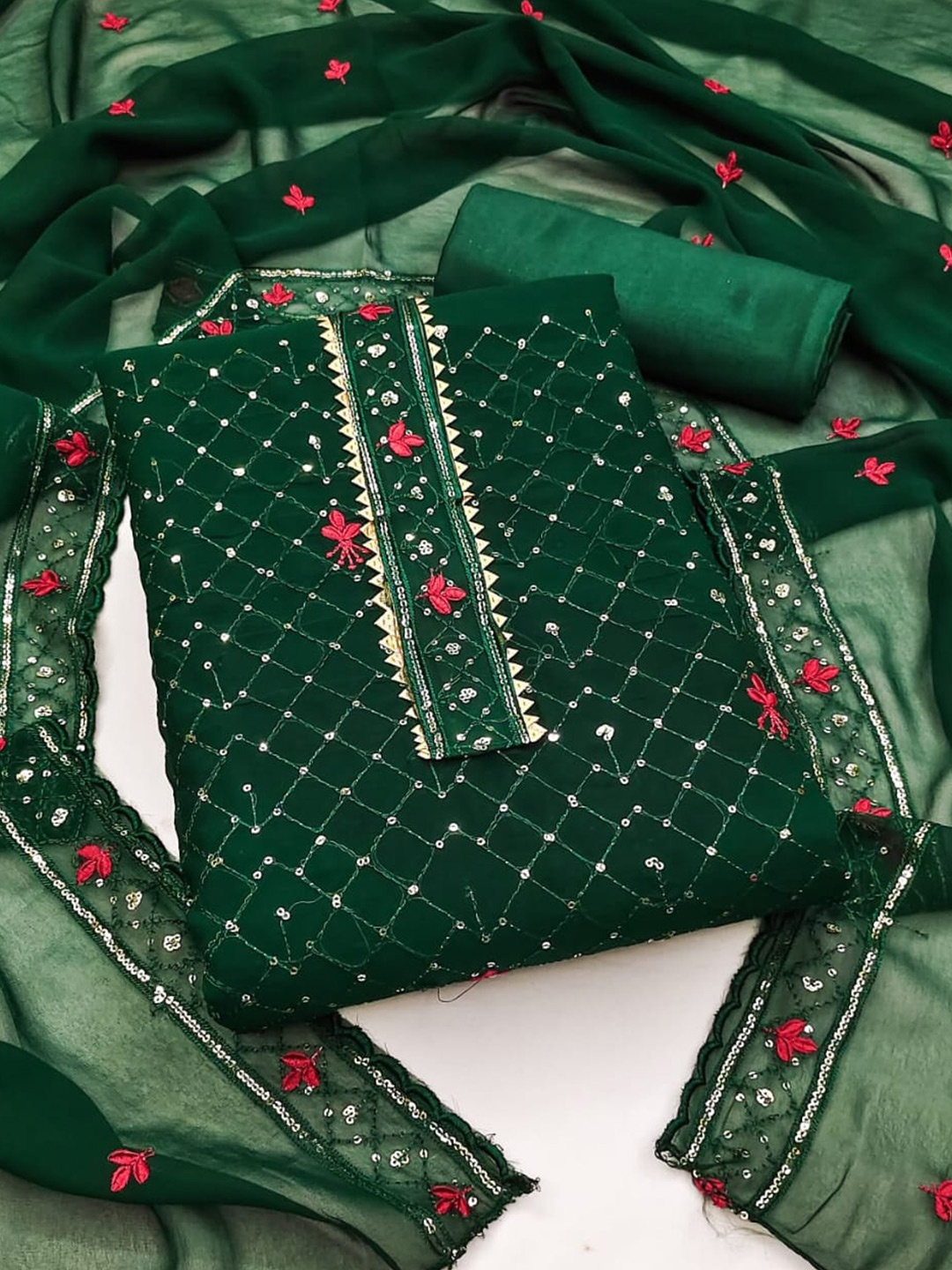 ZEEPKART Ethnic Motifs Embroidered Sequinned Detailed Unstitched Dress Material, Green
ZEEPKART Ethnic Motifs Embroidered Sequinned Detailed Unstitched Dress Material, Green