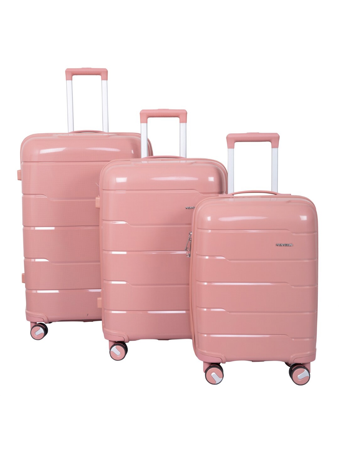 Polo Class Set Of 3 Textured Hard-Sided Large Medium & Cabin Trolley Suitcases, Pink
Polo Class Set Of 3 Textured Hard-Sided Large Medium & Cabin Trolley Suitcases, Pink