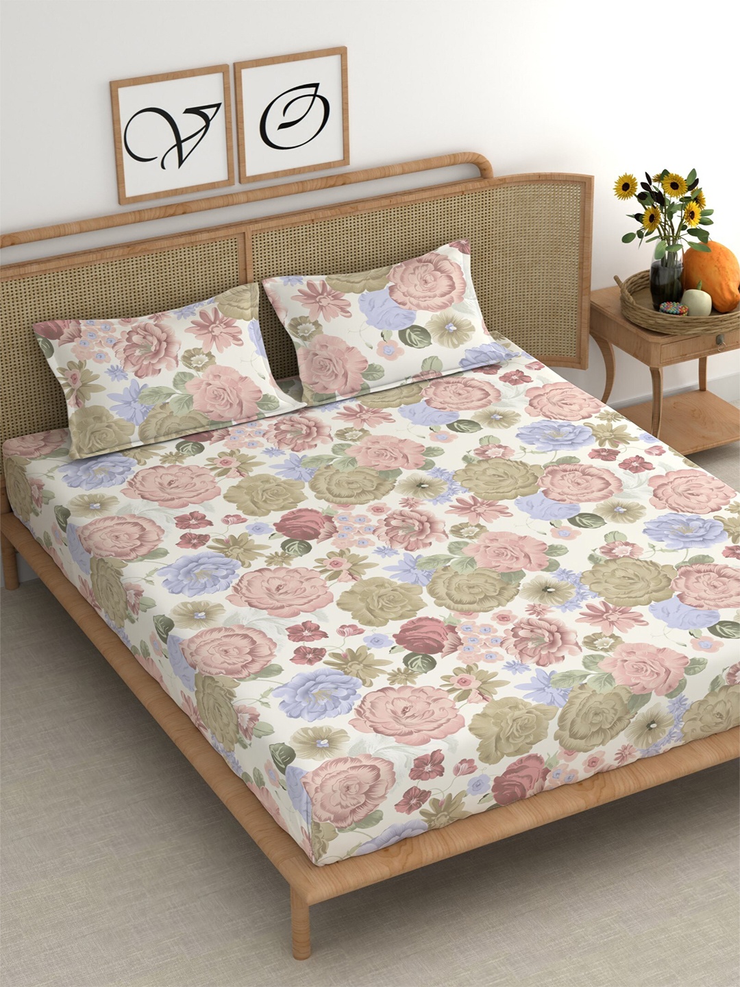 CHHAVI INDIA White & Pink Floral 210 TC Cotton King Flat Bedsheet with 2 Pillow Covers
CHHAVI INDIA White & Pink Floral 210 TC Cotton King Flat Bedsheet with 2 Pillow Covers