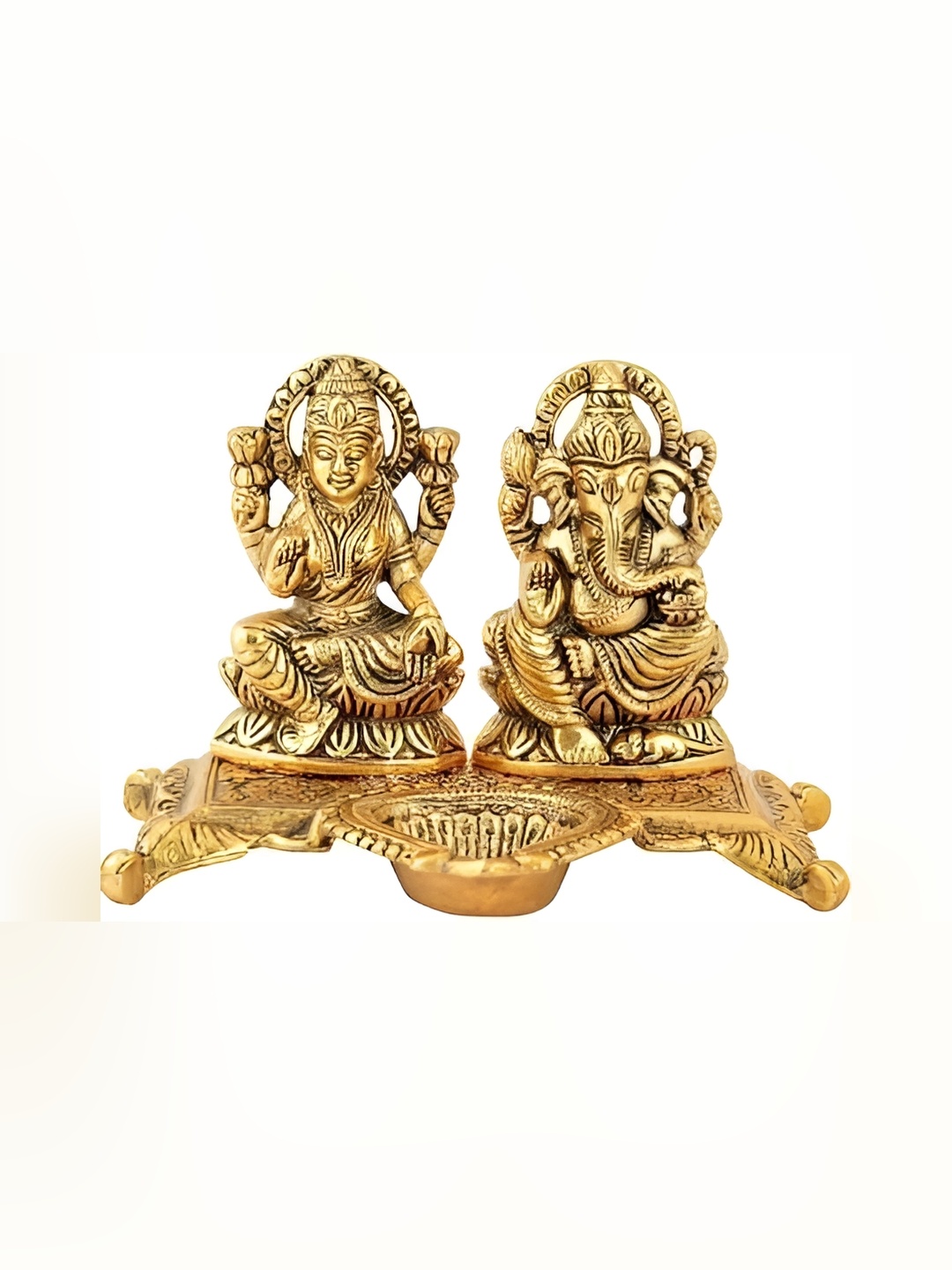 Navyaksh Gold-Toned Metal Oxidized Laxmi Ganesh Ji Choki & Diya Religious Idol Showpieces
Navyaksh Gold-Toned Metal Oxidized Laxmi Ganesh Ji Choki & Diya Religious Idol Showpieces