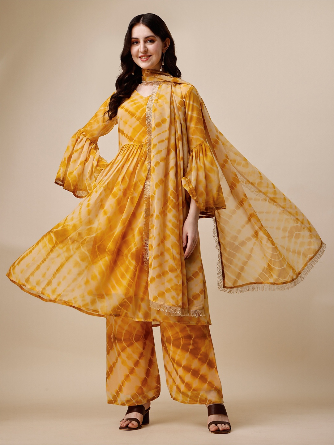 NIZA FASHION Abstract Dyed Bell Sleeves Anarkali Georgette Kurta With Palazzos & Dupatta, Yellow
NIZA FASHION Abstract Dyed Bell Sleeves Anarkali Georgette Kurta With Palazzos & Dupatta, Yellow