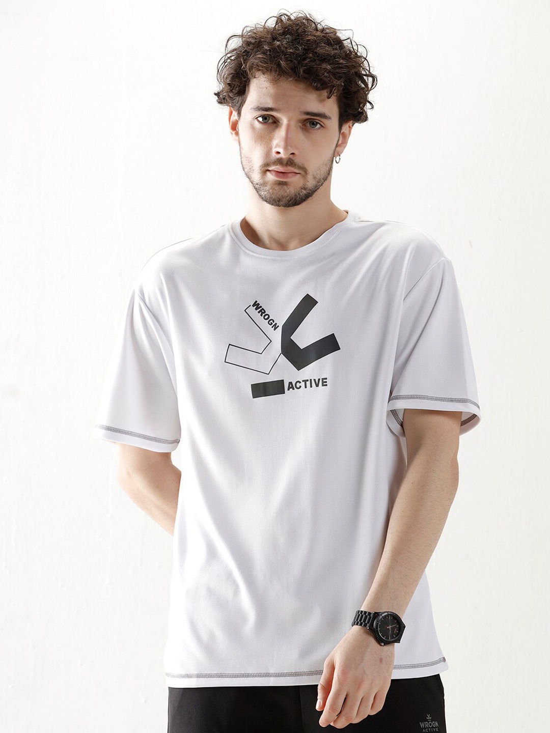WROGN Geometric Printed Slim Fit T-shirt, White