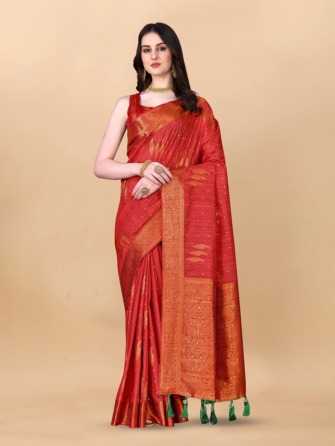 Divyadham Textiles Ethnic Motifs Woven Design Zari Pure Silk Banarasi Saree, Red
Divyadham Textiles Ethnic Motifs Woven Design Zari Pure Silk Banarasi Saree, Red