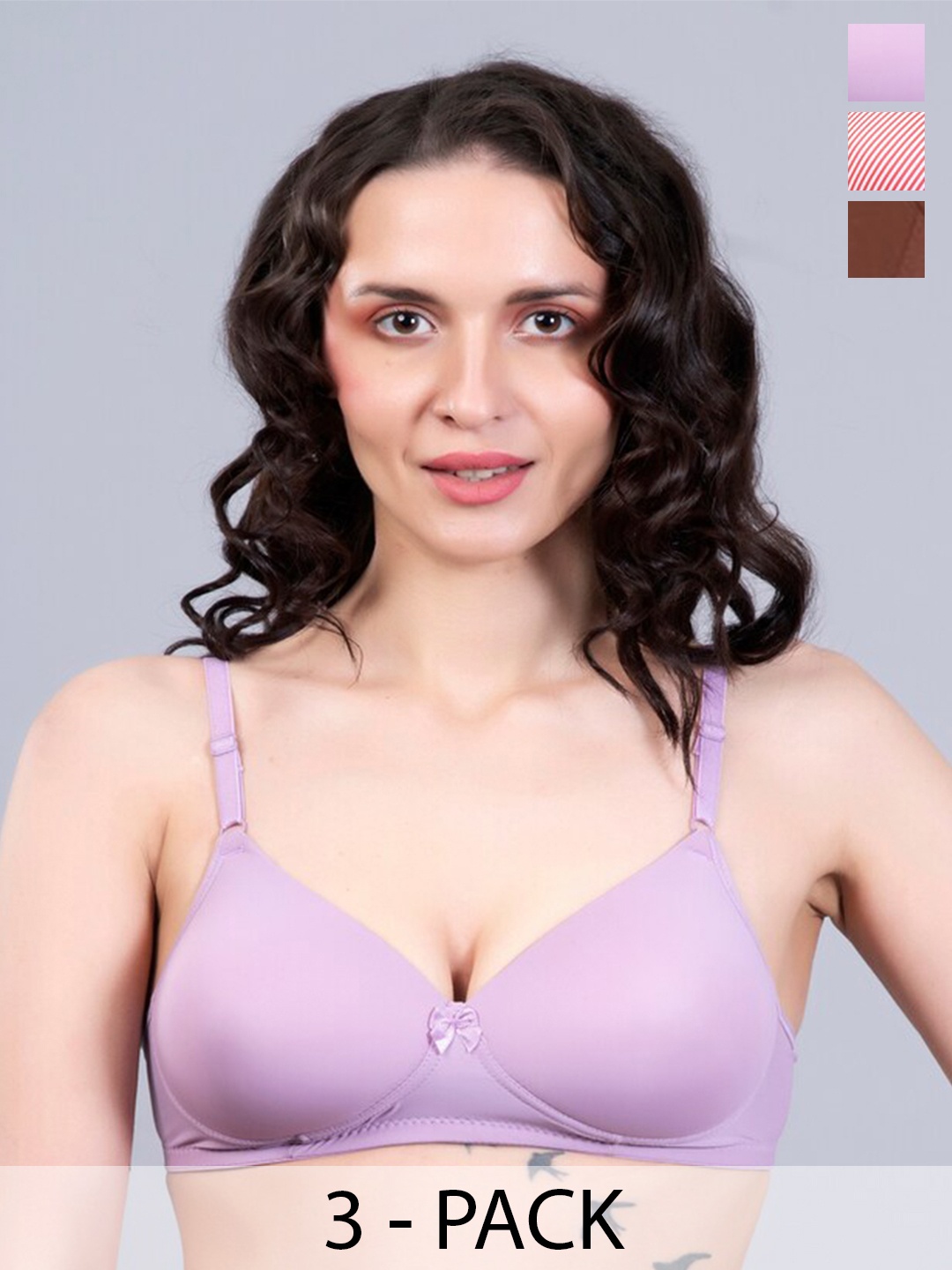 Herryqeal Pack Of 3 Medium Coverage Underwired Lightly Padded Bra All Day Comfort, Lavender
Herryqeal Pack Of 3 Medium Coverage Underwired Lightly Padded Bra All Day Comfort, Lavender