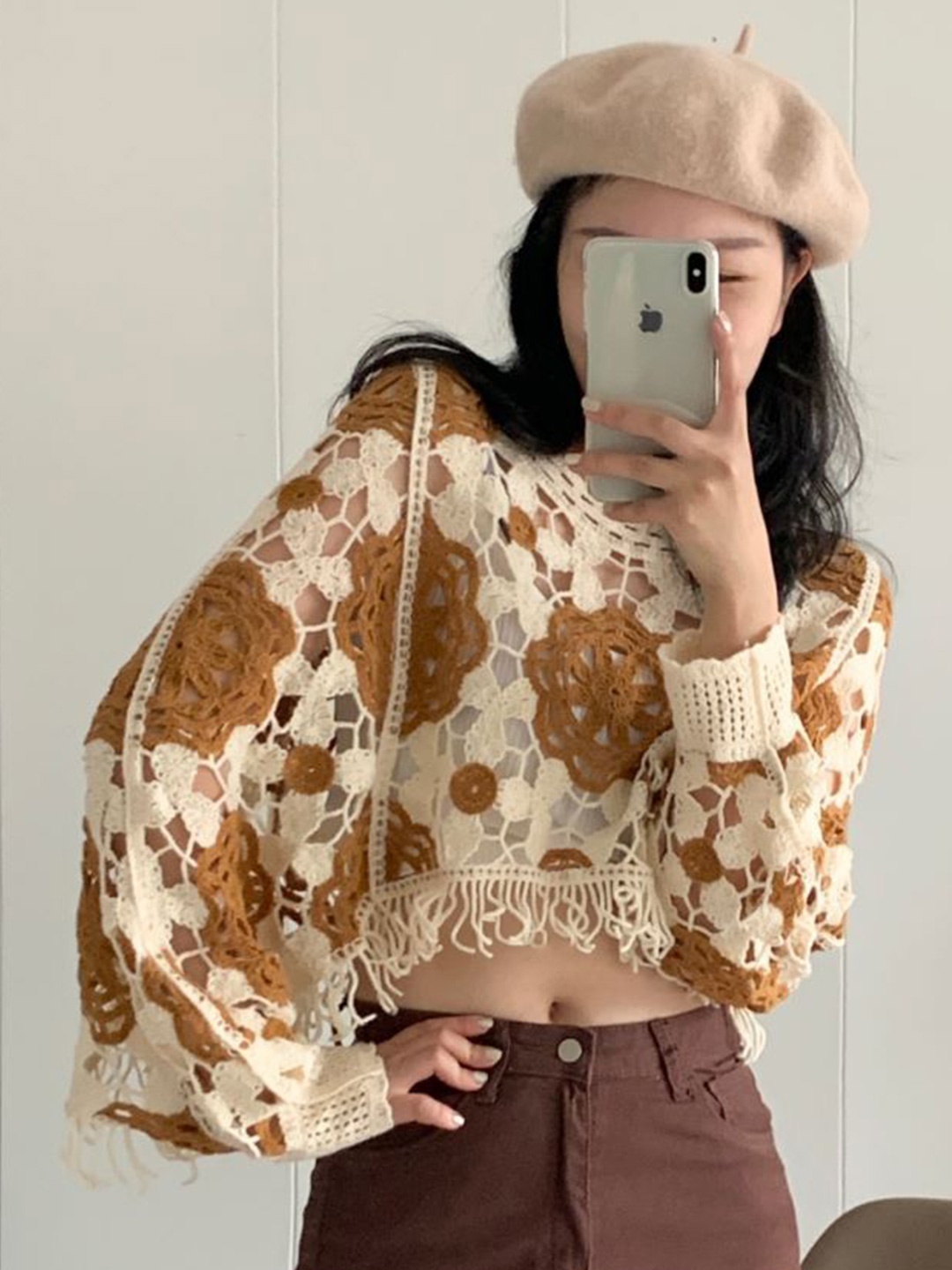 DressBerry Orange & Cream Self Design Hollow Tassel Long Batwing Sleeve Sweater Crop Top
DressBerry Orange & Cream Self Design Hollow Tassel Long Batwing Sleeve Sweater Crop Top
