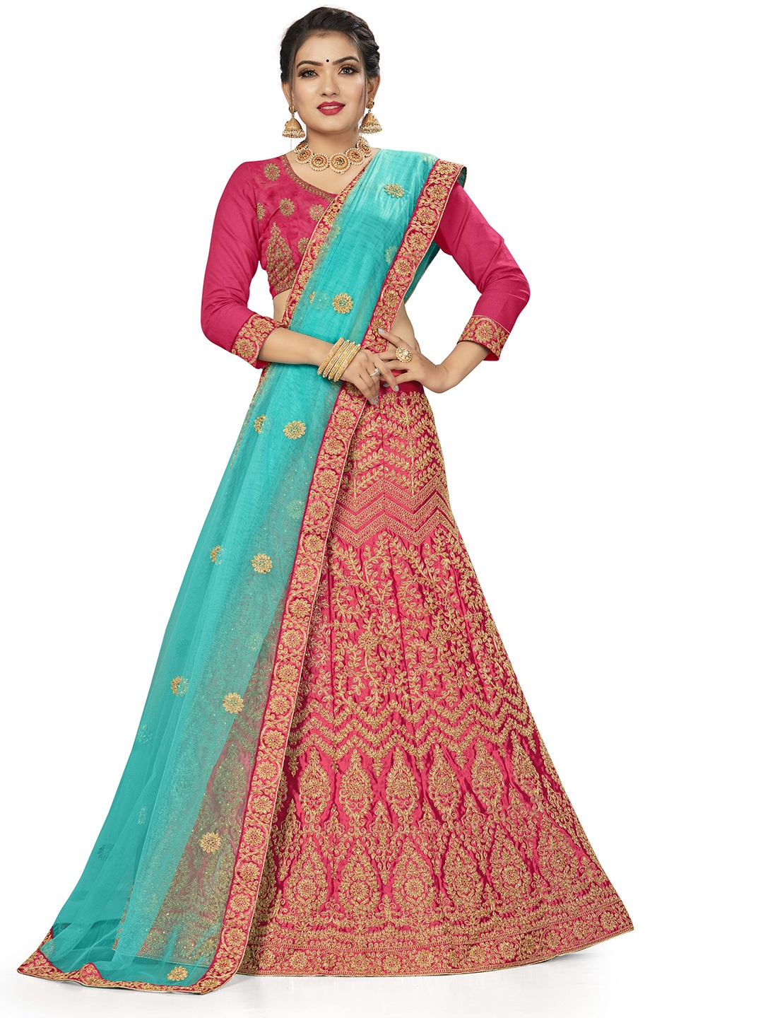 MANVAA Embroidered Silk Semi-Stitched Lehenga & Unstitched Blouse With Dupatta, Pink
MANVAA Embroidered Silk Semi-Stitched Lehenga & Unstitched Blouse With Dupatta, Pink