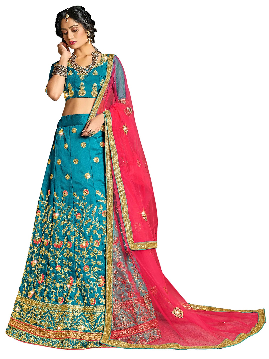 MANVAA Embroidered Silk Semi-Stitched Lehenga & Unstitched Blouse With Dupatta, Blue
MANVAA Embroidered Silk Semi-Stitched Lehenga & Unstitched Blouse With Dupatta, Blue
