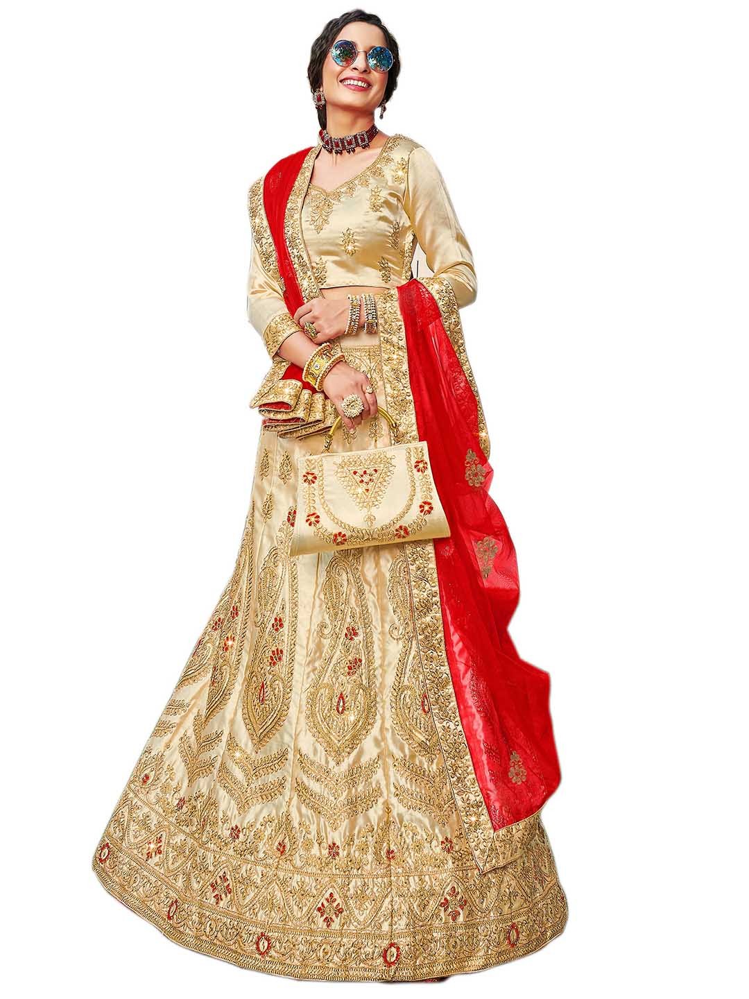 MANVAA Embroidered Thread Work Semi-Stitched Lehenga & Unstitched Blouse With Dupatta, Beige
MANVAA Embroidered Thread Work Semi-Stitched Lehenga & Unstitched Blouse With Dupatta, Beige
