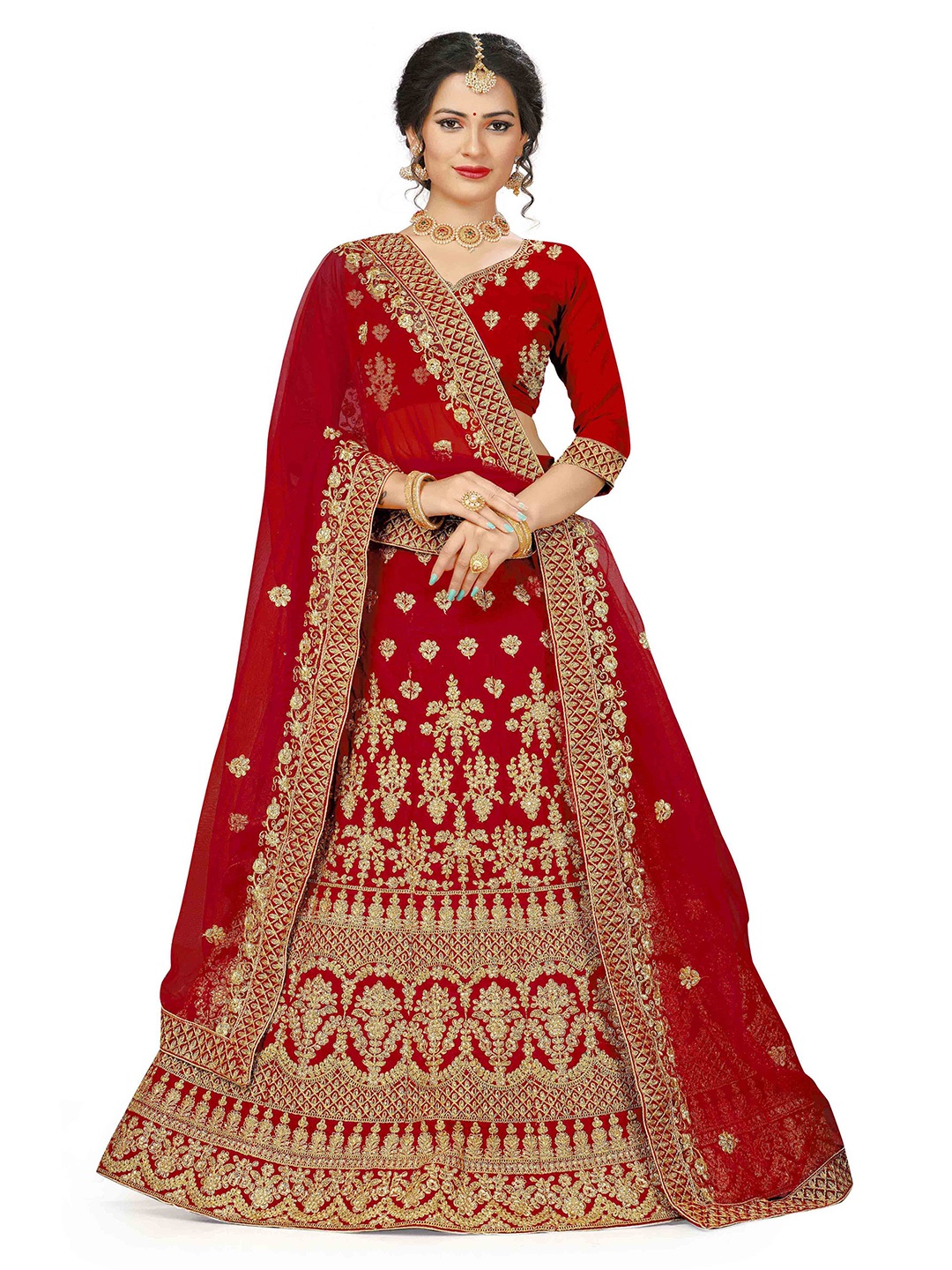 MANVAA Embroidered Thread Work Semi-Stitched Lehenga & Unstitched Blouse With Dupatta, Red
MANVAA Embroidered Thread Work Semi-Stitched Lehenga & Unstitched Blouse With Dupatta, Red