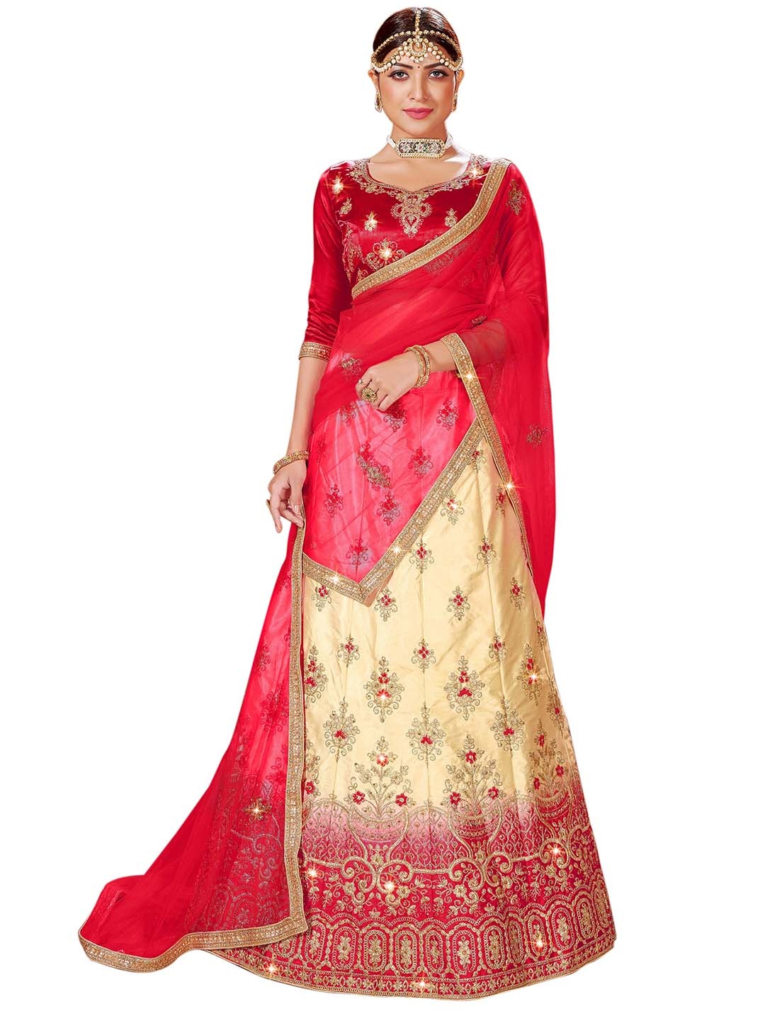 MANVAA Embroidered Thread Work Semi-Stitched Lehenga & Unstitched Blouse With Dupatta, Beige
MANVAA Embroidered Thread Work Semi-Stitched Lehenga & Unstitched Blouse With Dupatta, Beige