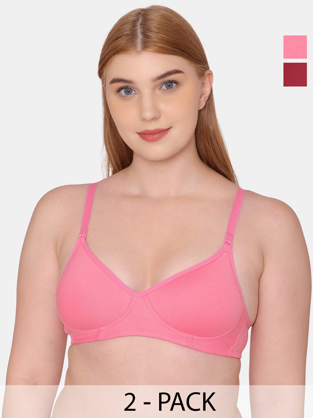 KOMLI Pack Of 2 Full Coverage Lightly Padded Seamless Cotton T-shirt Bras- All Day Comfort, Maroon
KOMLI Pack Of 2 Full Coverage Lightly Padded Seamless Cotton T-shirt Bras- All Day Comfort, Maroon