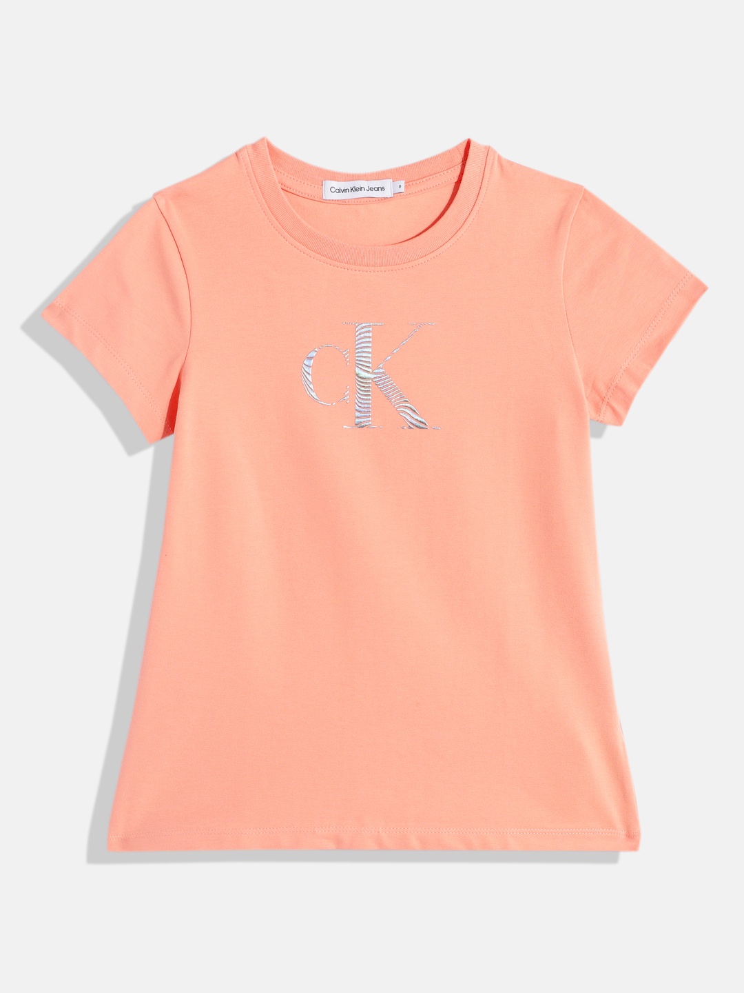 Calvin Klein Jeans Girls Brand Logo Print Slim Fit T-shirt With Iridescent Effect, Coral
Calvin Klein Jeans Girls Brand Logo Print Slim Fit T-shirt With Iridescent Effect, Coral