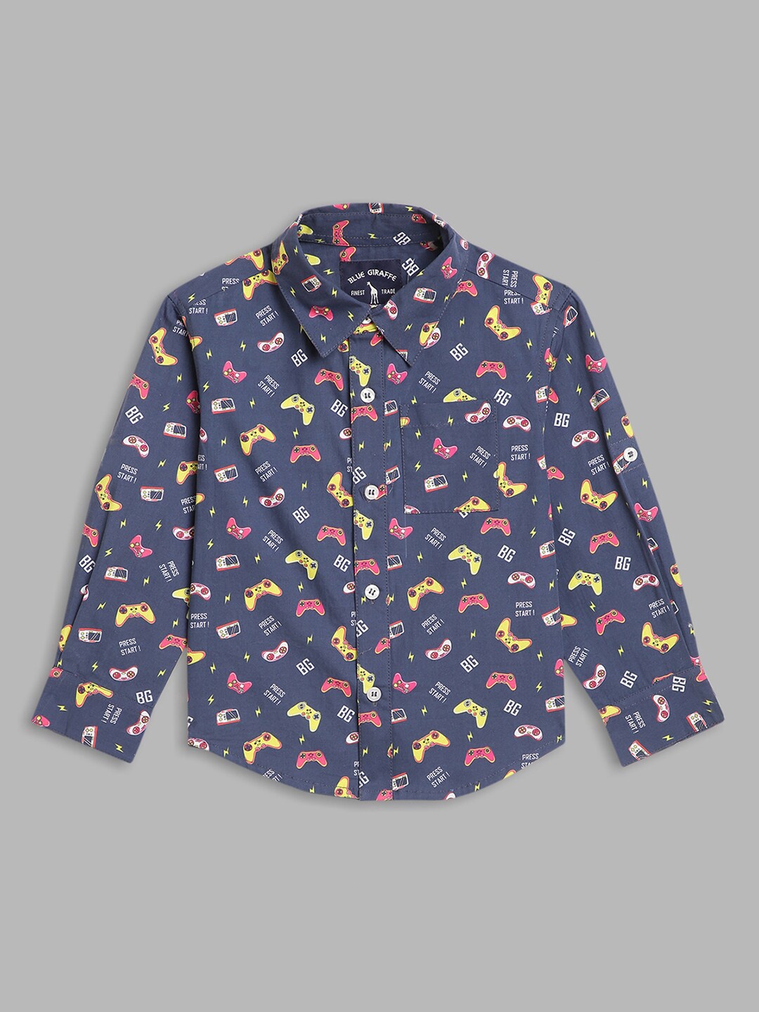 Blue Giraffe Boys Classic Conversational Printed Spread Collar Pure Cotton Casual Shirt, Navy blue
Blue Giraffe Boys Classic Conversational Printed Spread Collar Pure Cotton Casual Shirt, Navy blue