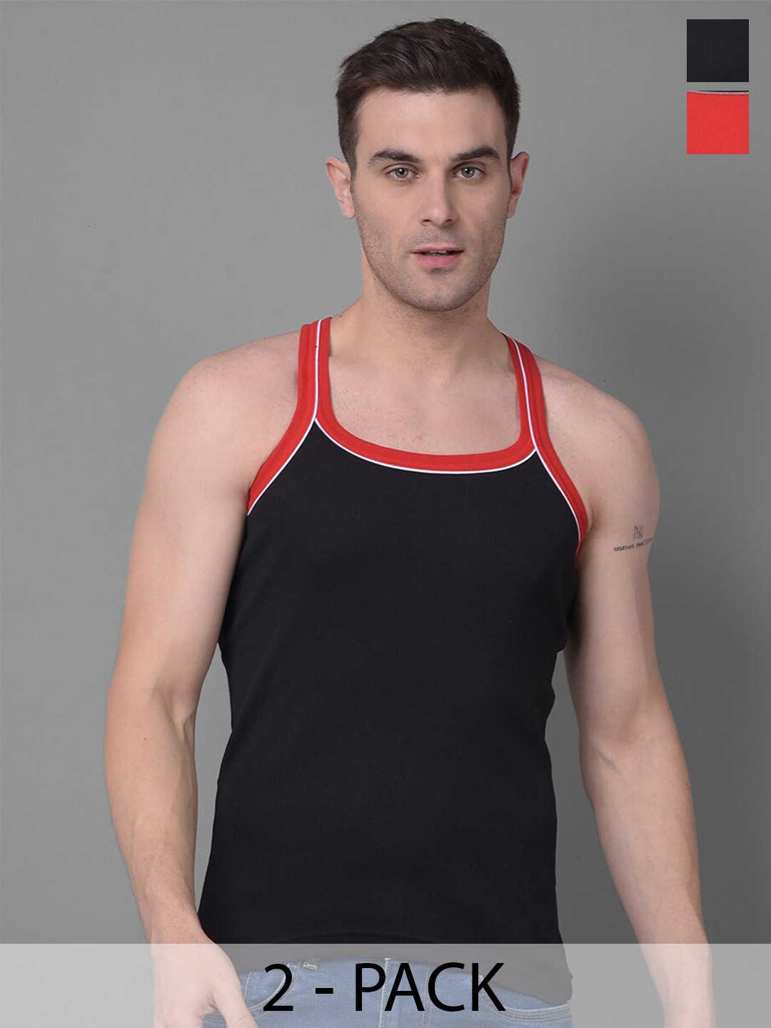 Dollar Bigboss Pack Of 2 Assorted Cotton Racerback Styled Gym Vests MBB-02-PO2-CO2-S24
Dollar Bigboss Pack Of 2 Assorted Cotton Racerback Styled Gym Vests MBB-02-PO2-CO2-S24