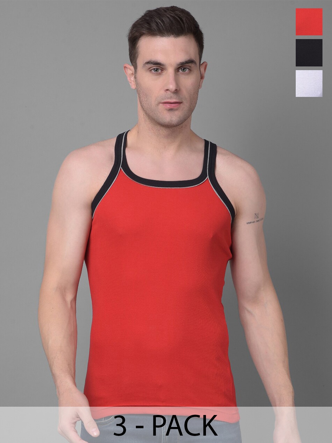 Dollar Bigboss Pack of 3 Cotton Racerback Styled Gym Vest MBB-02-PO3-CO1-S24, Assorted
Dollar Bigboss Pack of 3 Cotton Racerback Styled Gym Vest MBB-02-PO3-CO1-S24, Assorted