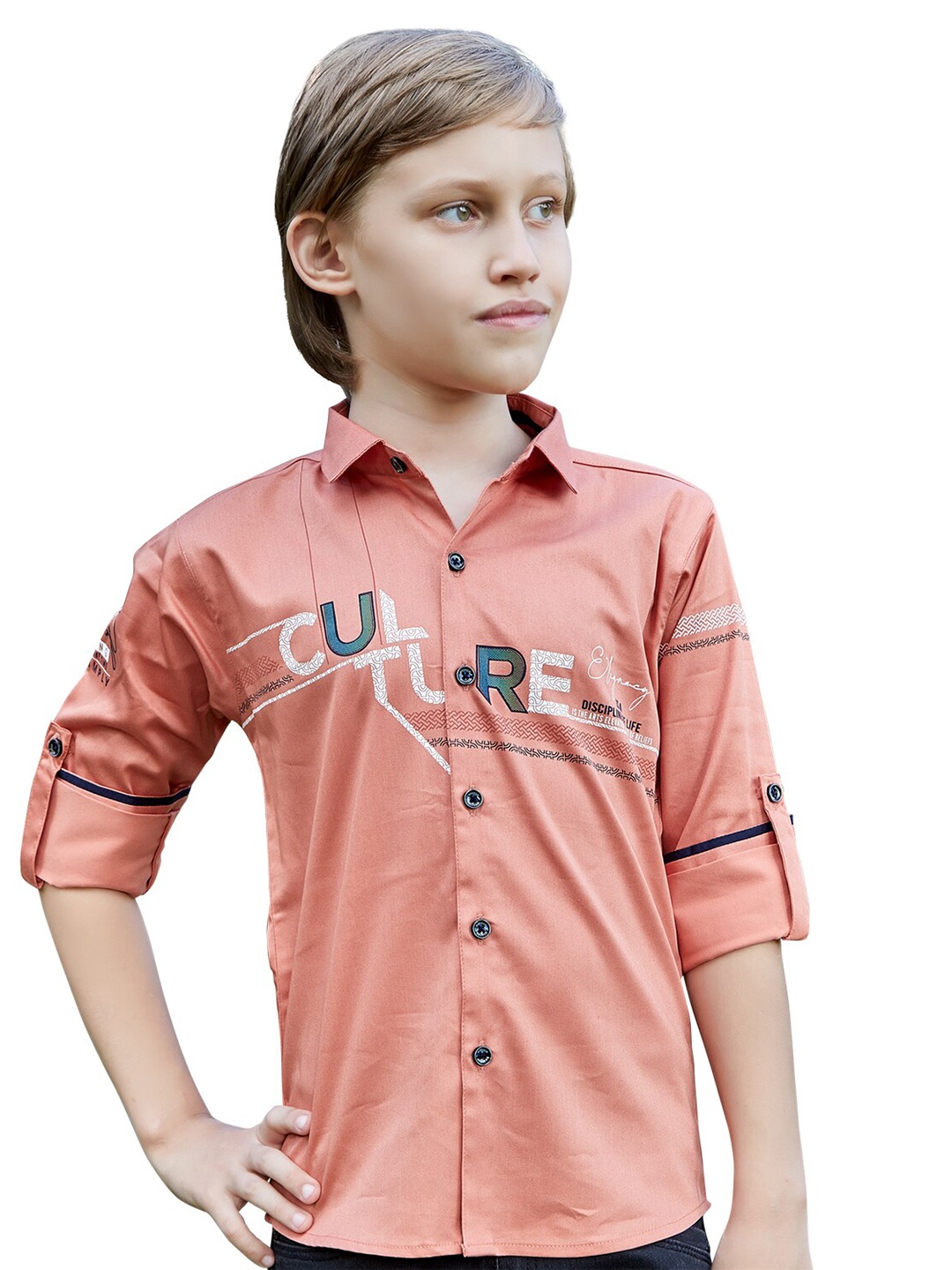 BAESD Boys Classic Typography Printed Spread Collar Long Sleeves Casual Shirt, Peach
BAESD Boys Classic Typography Printed Spread Collar Long Sleeves Casual Shirt, Peach