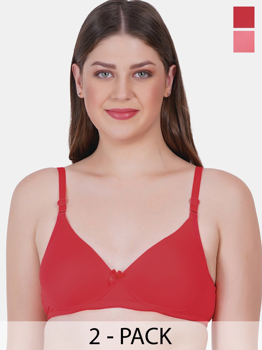 Reveira Pack Of 2 Medium Coverage Lightly Padded Balconette Bras With All Day Comfort, Red
Reveira Pack Of 2 Medium Coverage Lightly Padded Balconette Bras With All Day Comfort, Red