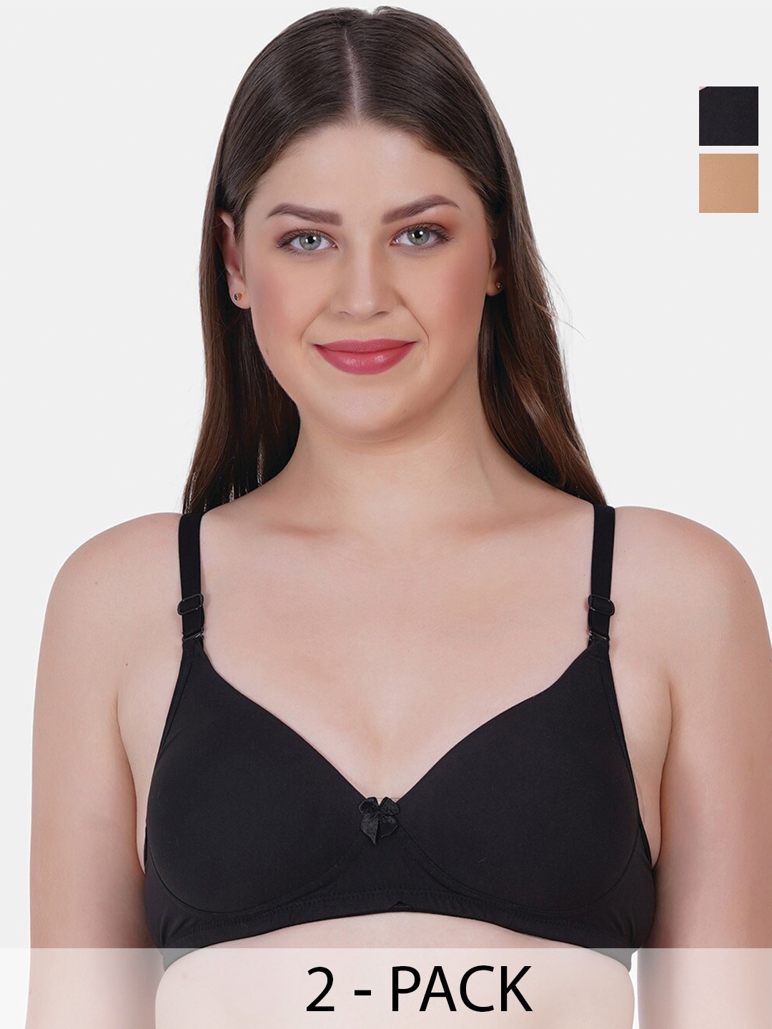 Reveira Pack Of 2 Medium Coverage Lightly Padded Balconette Bras With All Day Comfort, Black
Reveira Pack Of 2 Medium Coverage Lightly Padded Balconette Bras With All Day Comfort, Black