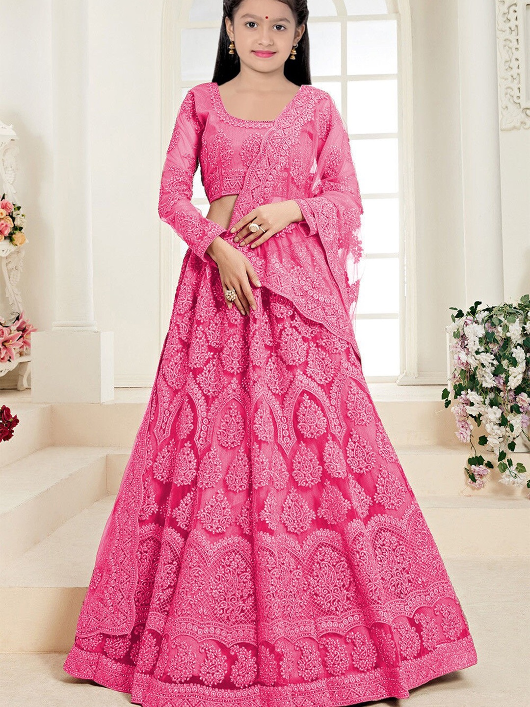 BAESD Girls Embroidered Thread Work Semi-Stitched Lehenga & Unstitched Blouse With Dupatta, Pink
BAESD Girls Embroidered Thread Work Semi-Stitched Lehenga & Unstitched Blouse With Dupatta, Pink